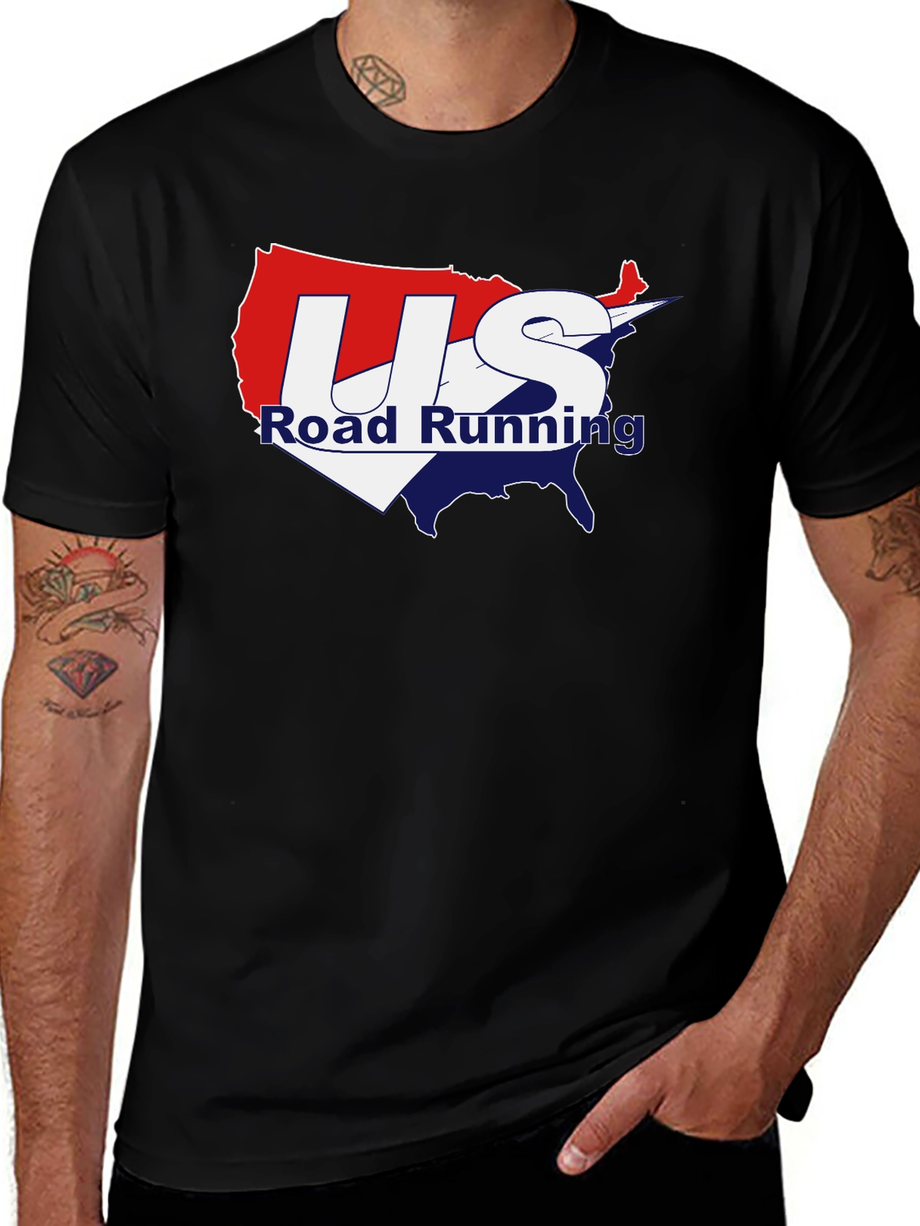 US Road Running Graphic Tee - Black