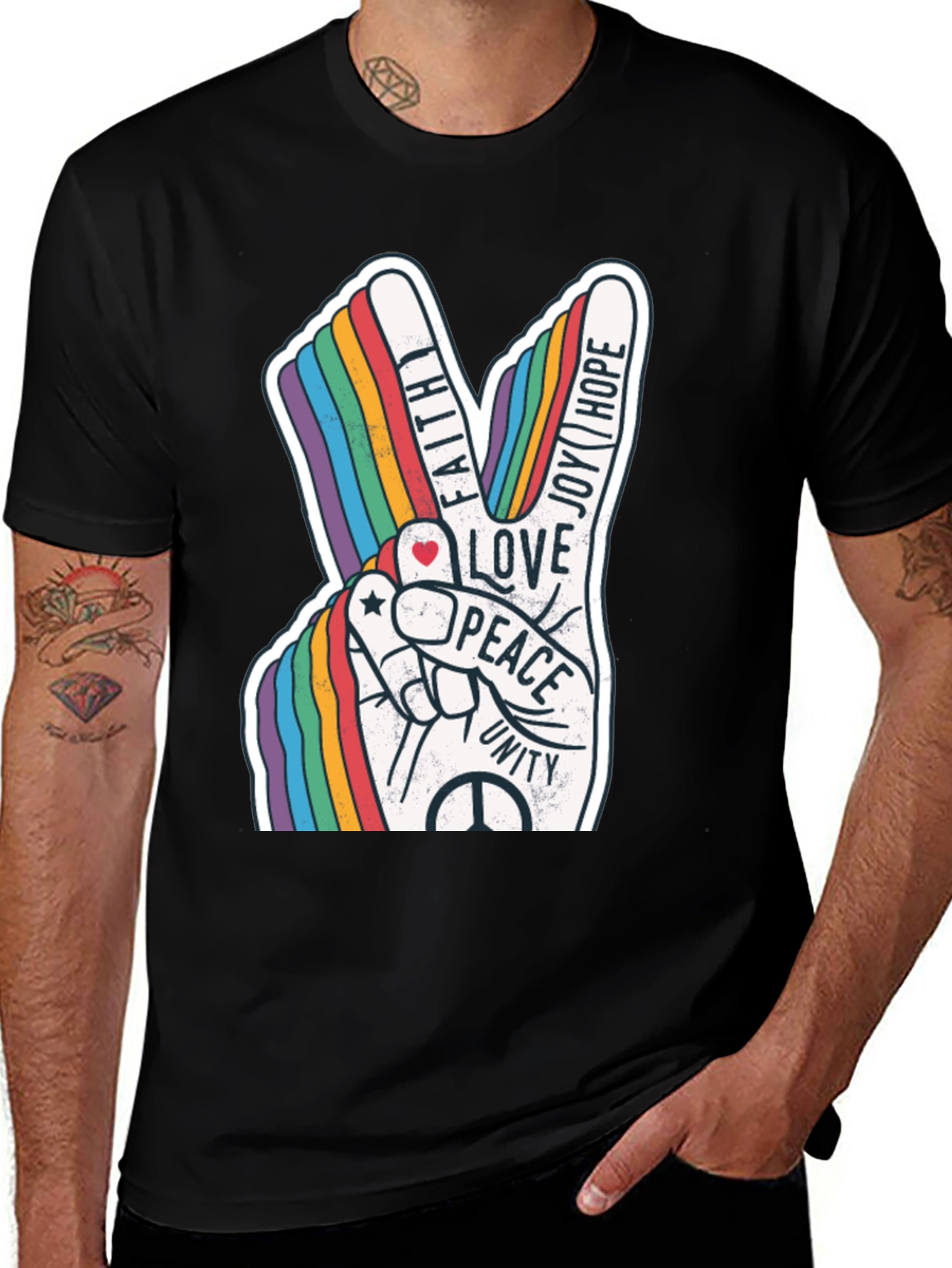 Variant 29 of Peace Love Unity Rainbow T-Shirt