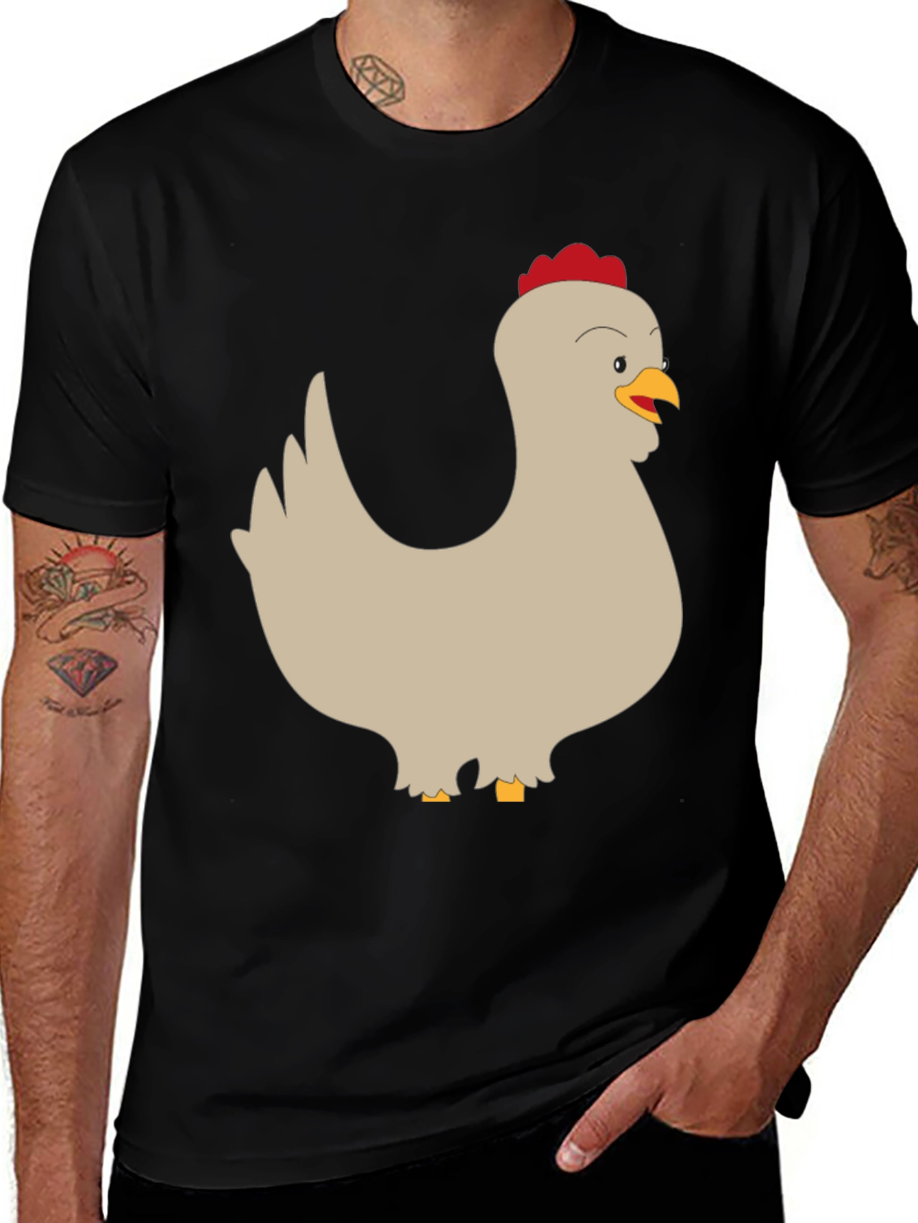 Variant 28 of Funny Chicken Graphic Tee - Men's Black T-Shirt