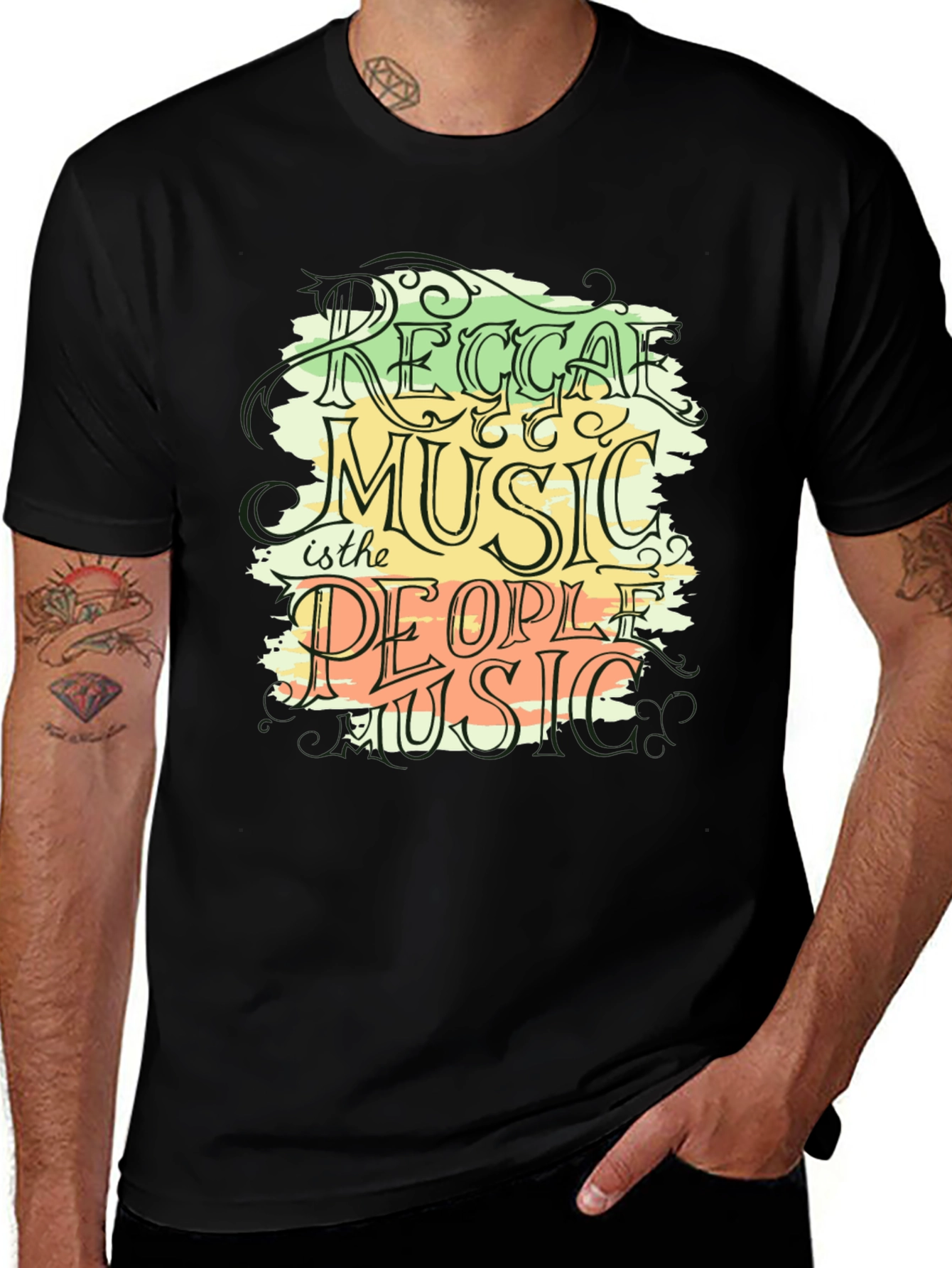 Variant 22 of Reggae Music Graphic Black T-Shirt