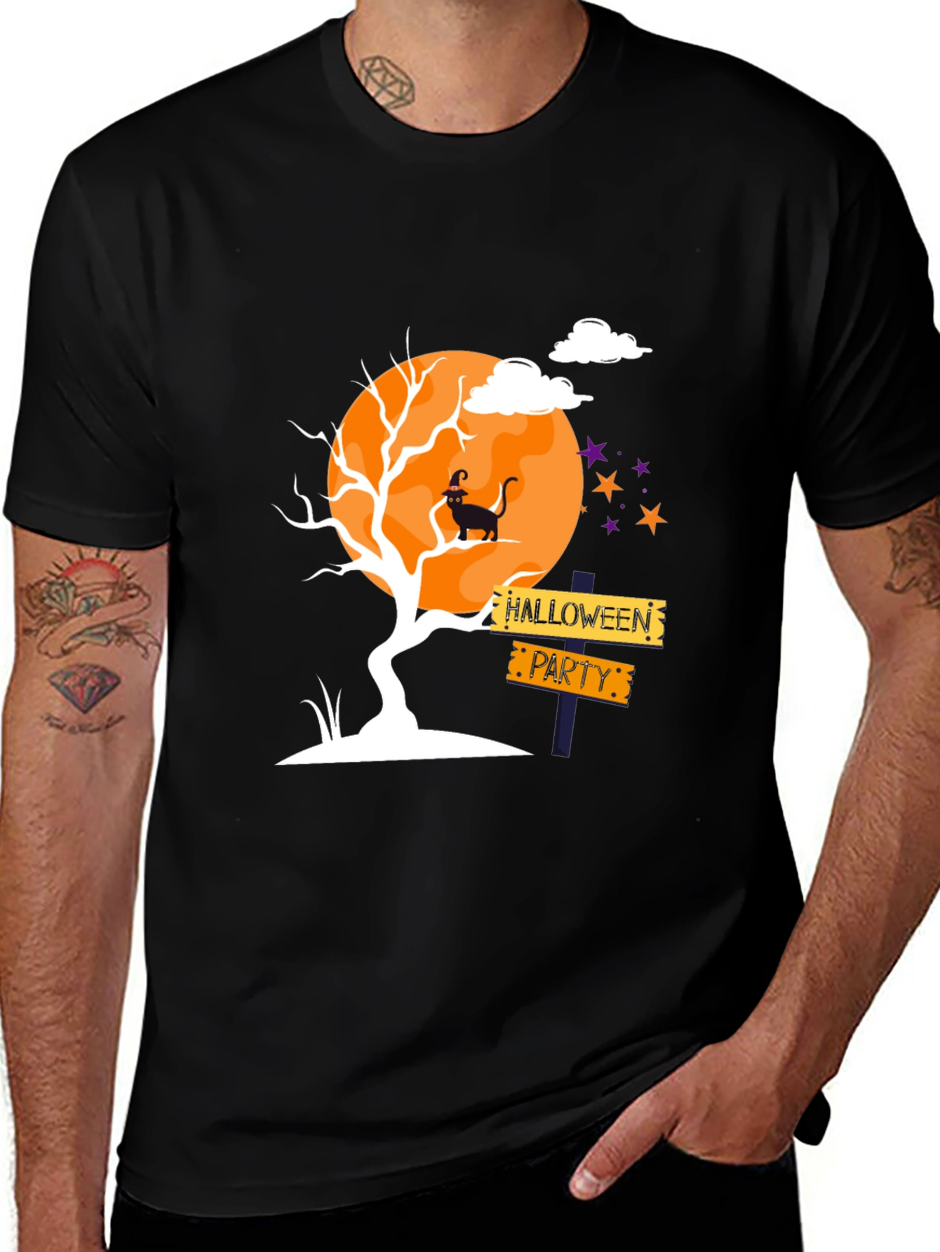 Variant 25 of Halloween Party T-Shirt Black Cat on Tree