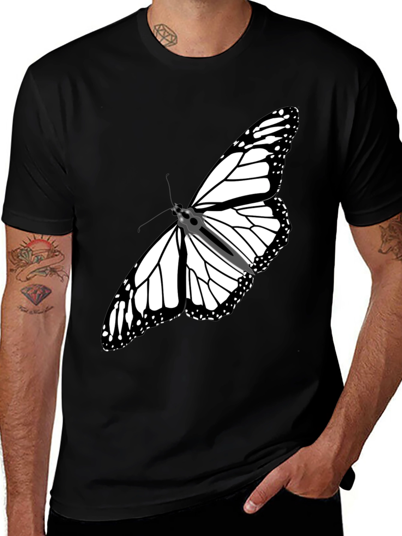 Variant 12 of Butterfly Graphic Tee - Stylish Black Cotton T-Shirt