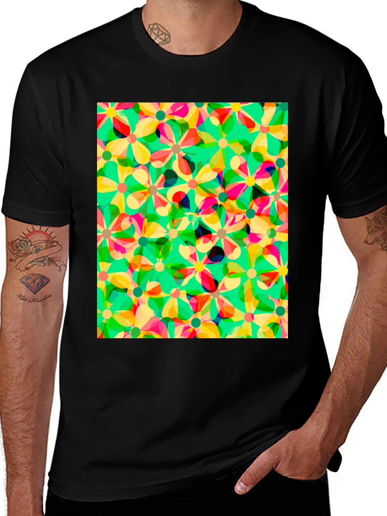 Variant 12 of Floral Pattern Tee - Vibrant & Unique Design