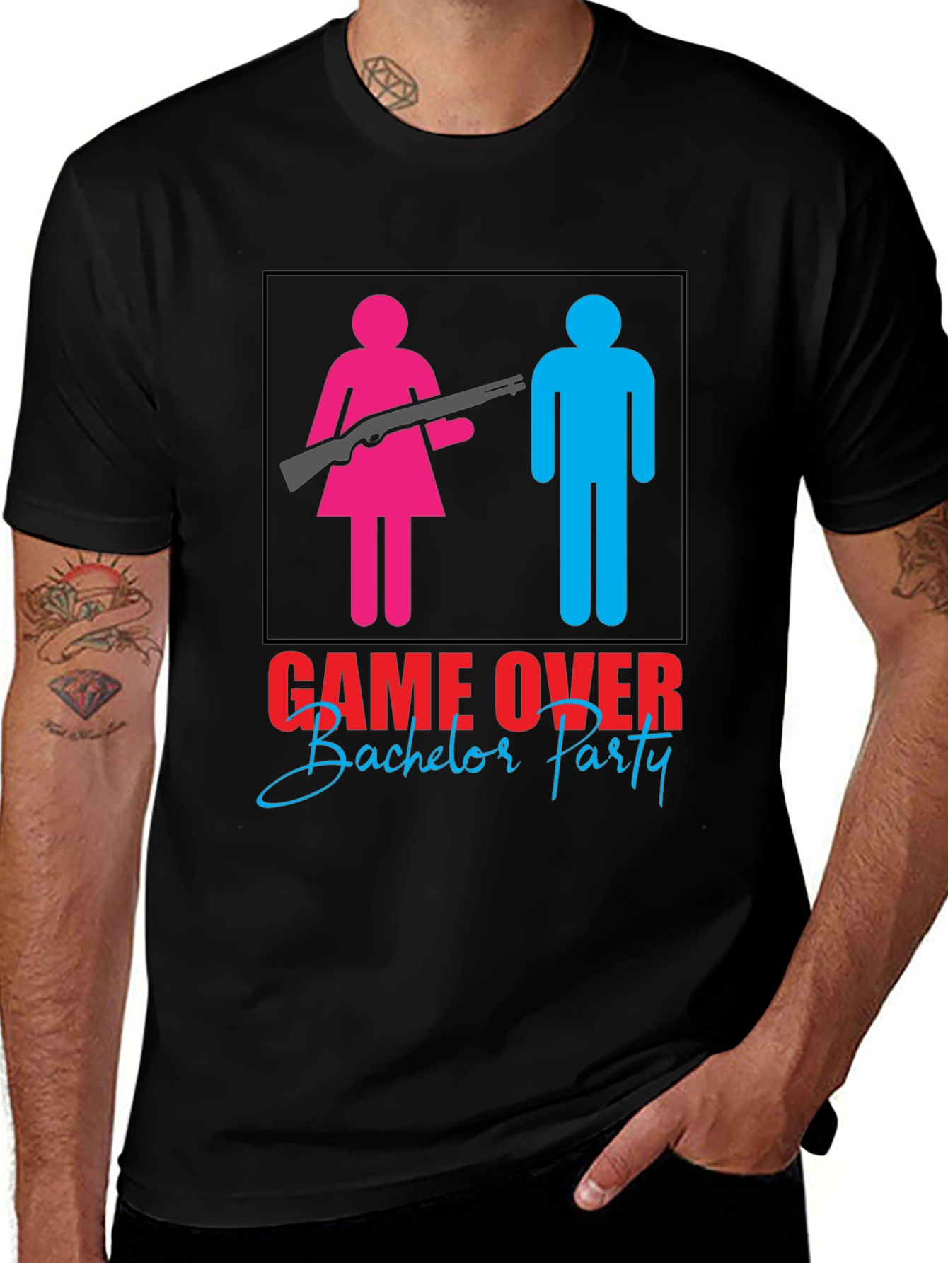 Variant 17 of Game Over Bachelor Party T-Shirt - Funny Wedding Tee