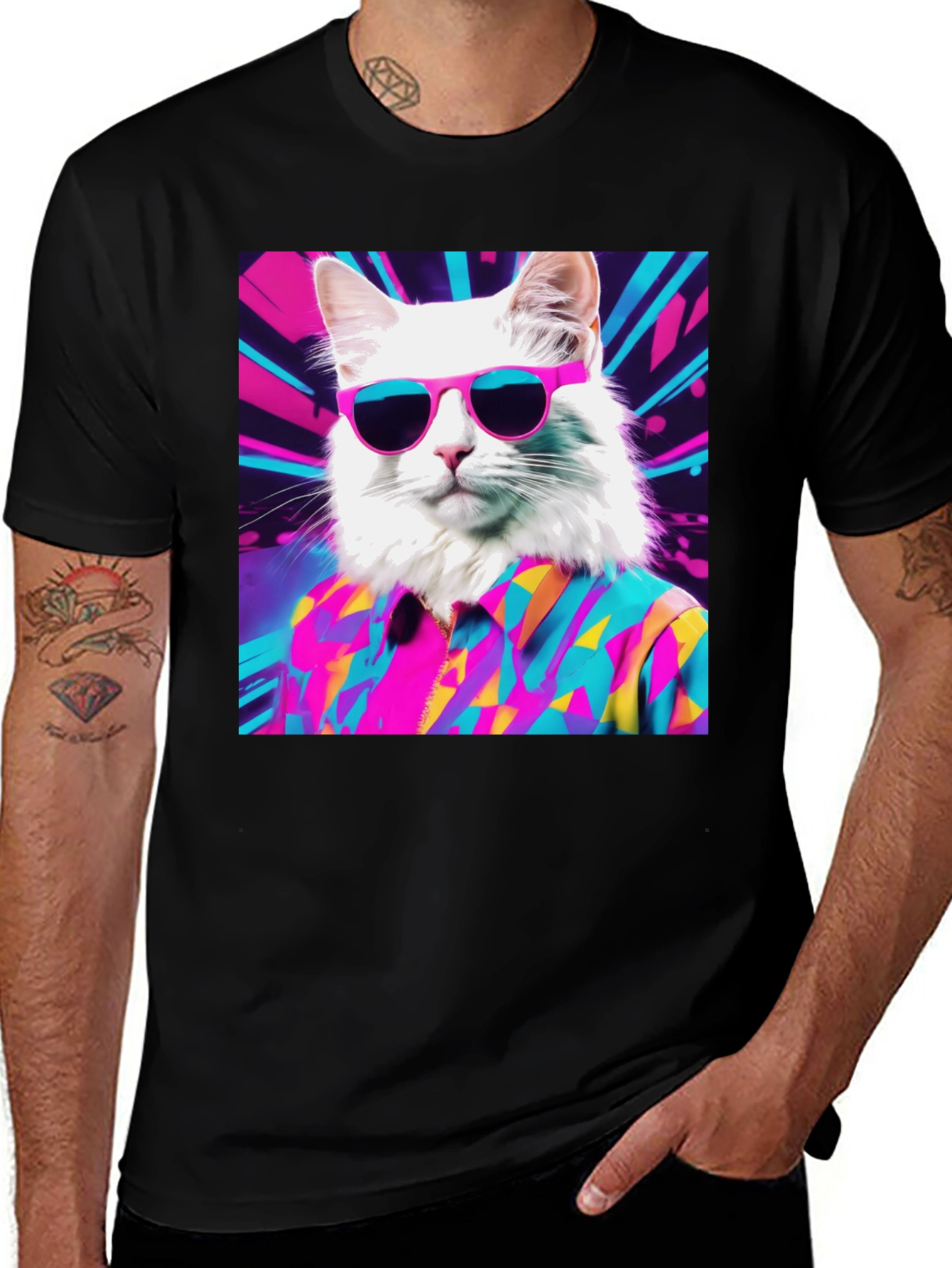Variant 2 of Cool Cat Graphic Tee - Retro Style