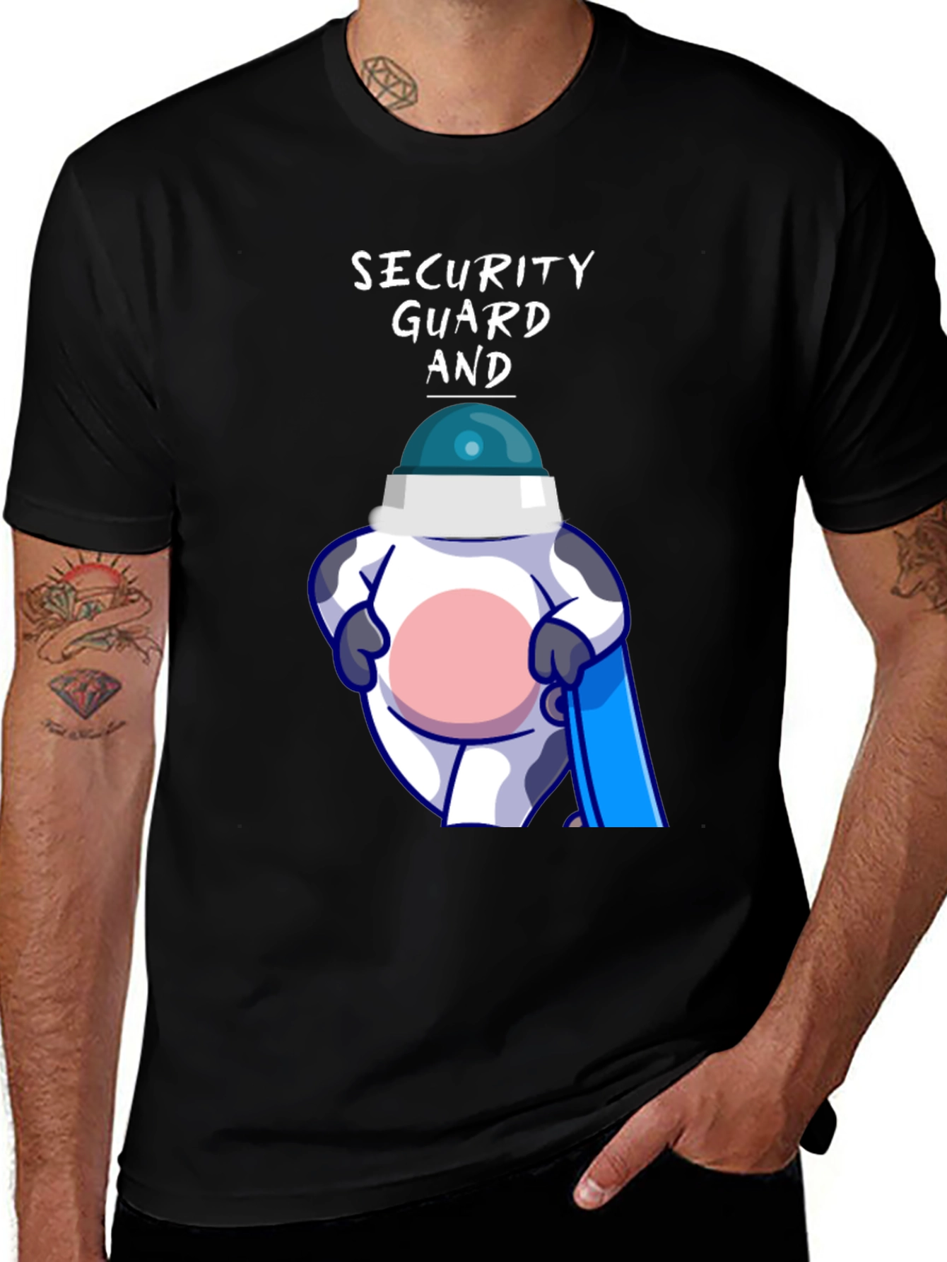 Variant 27 of Security Guard Cow Graphic Tee - Funny & Unique