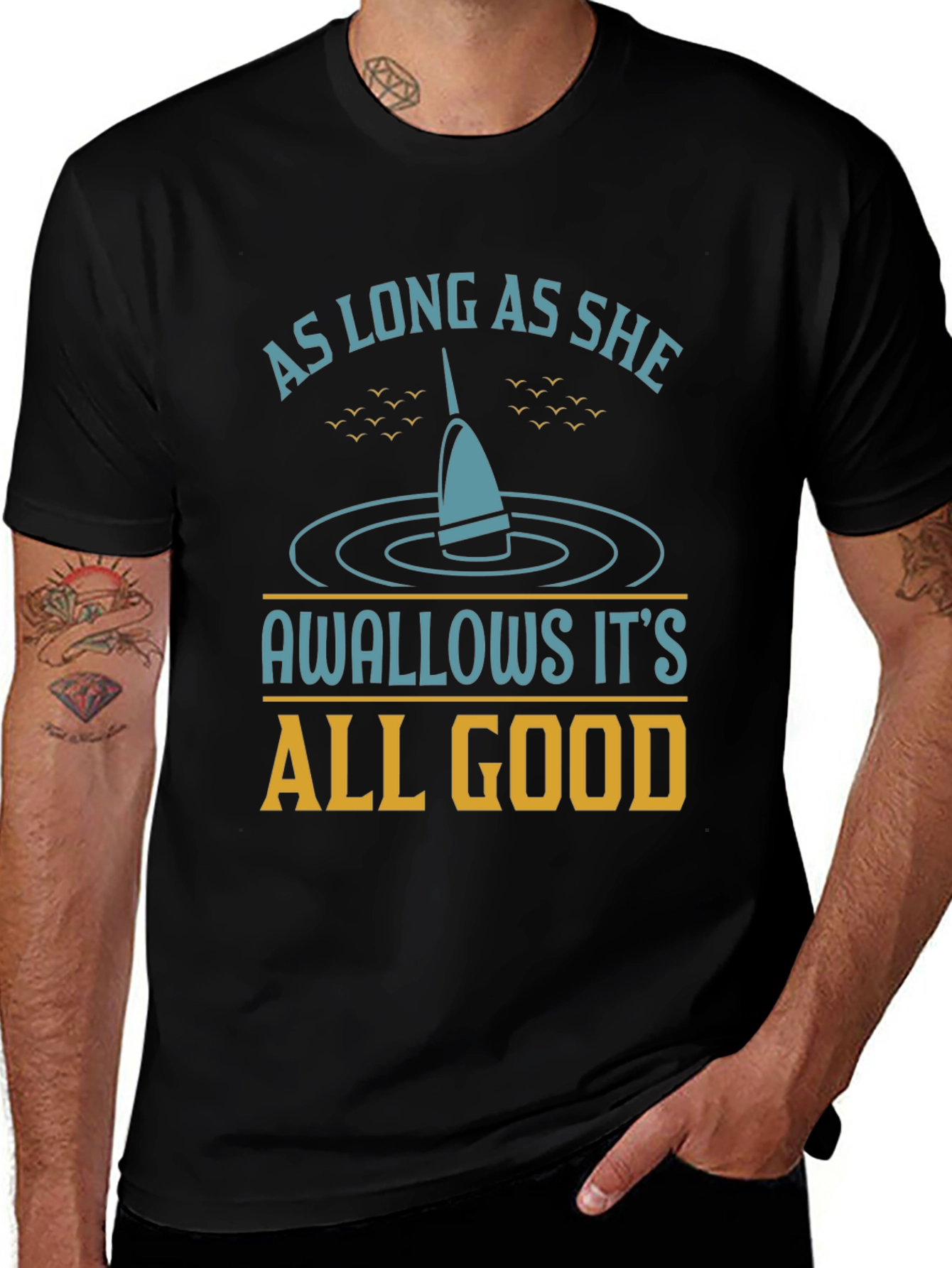 Variant 22 of As Long As She Swallows Funny Fishing T-Shirt