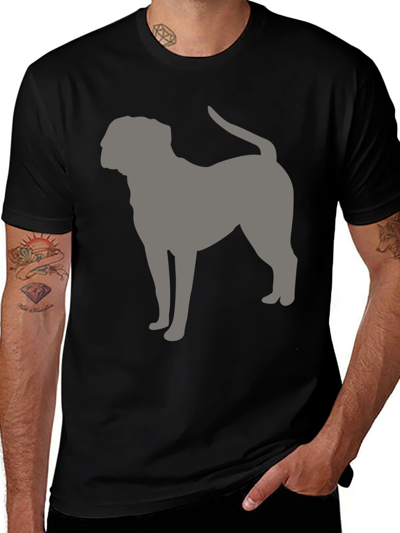 Variant 20 of Dog Silhouette Graphic Tee - Black
