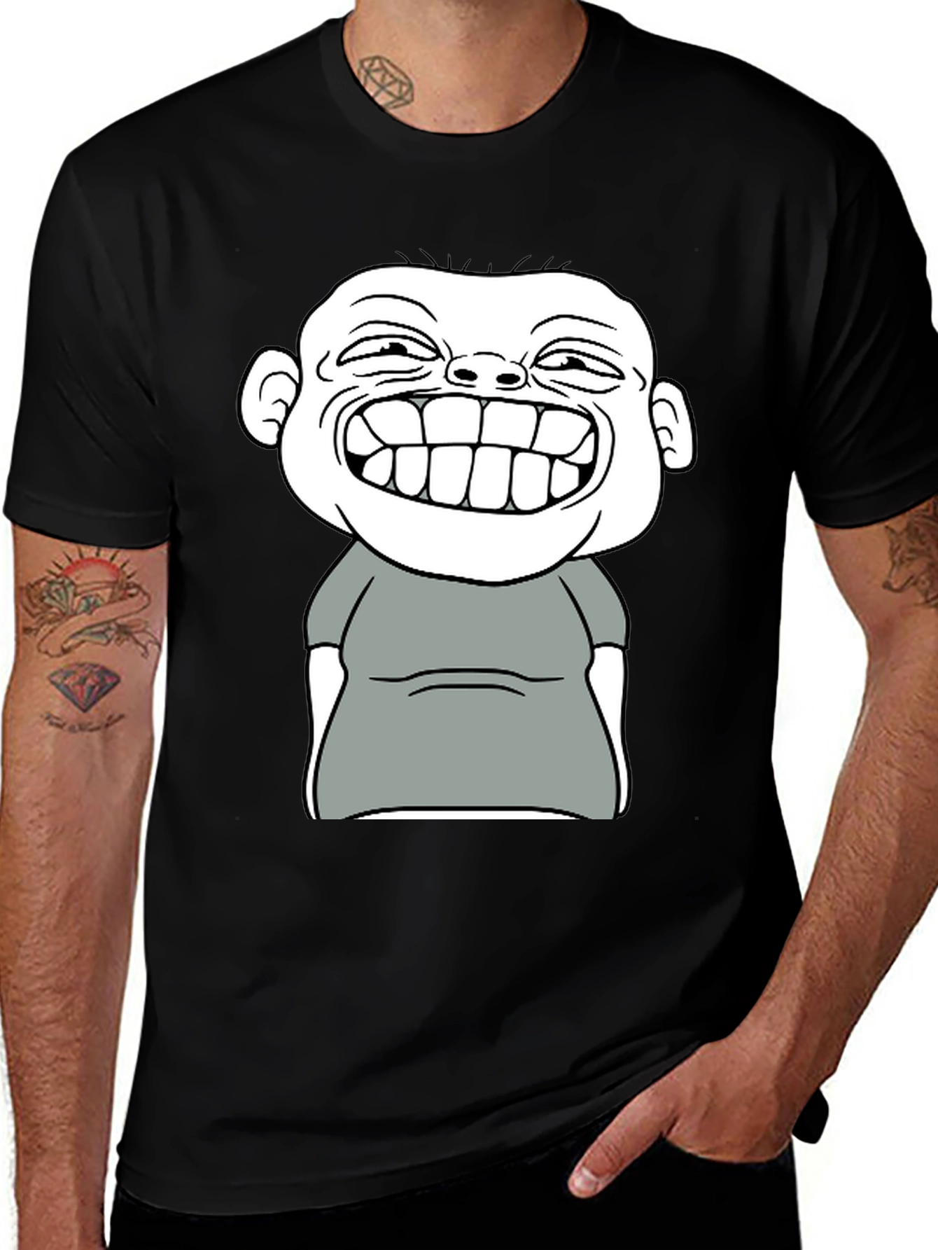 Variant 24 of Funny Cartoon Graphic T-Shirt - Black Cotton Tee