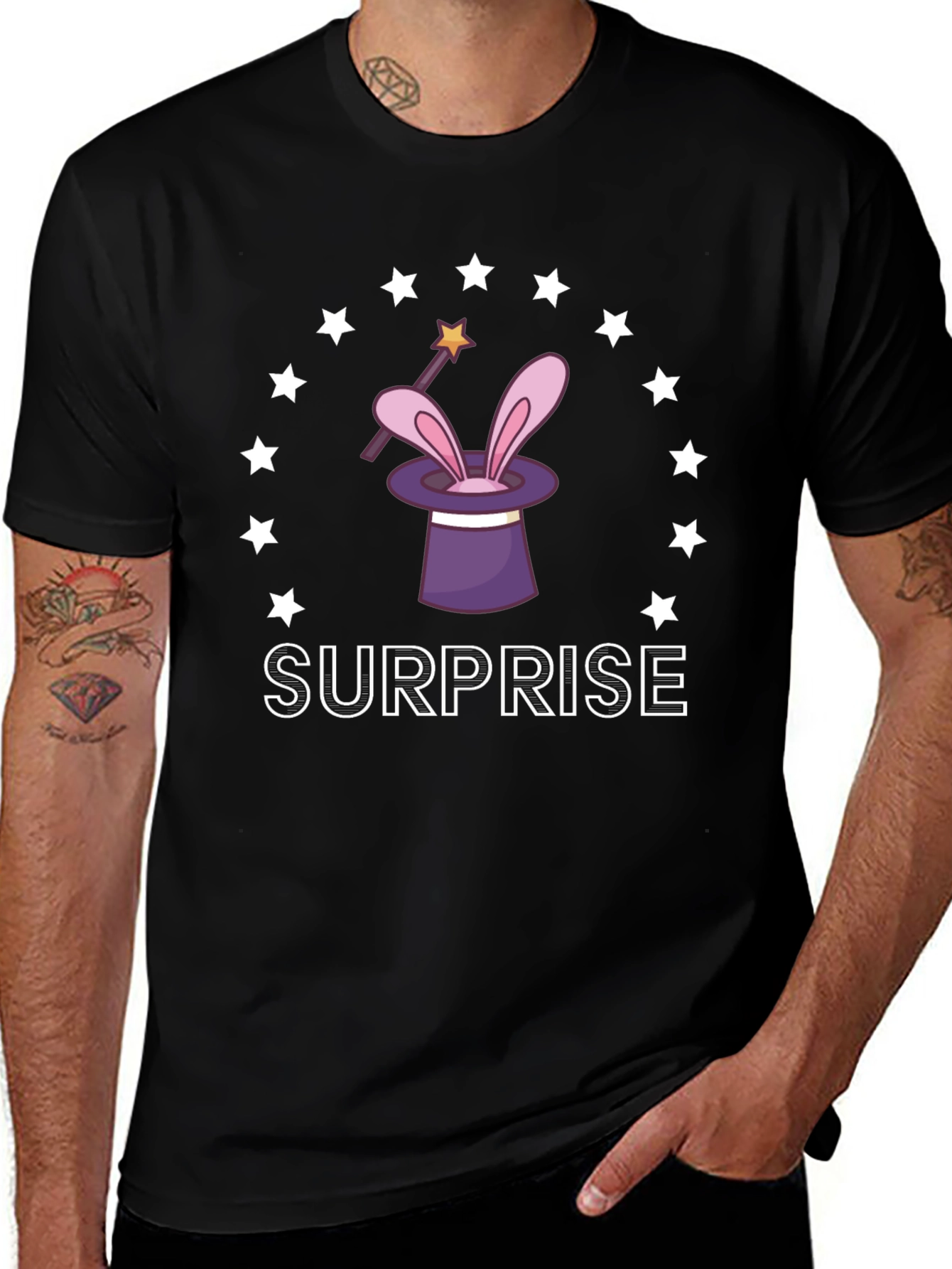 Magical Surprise T-Shirt: Rabbit in a Hat Design