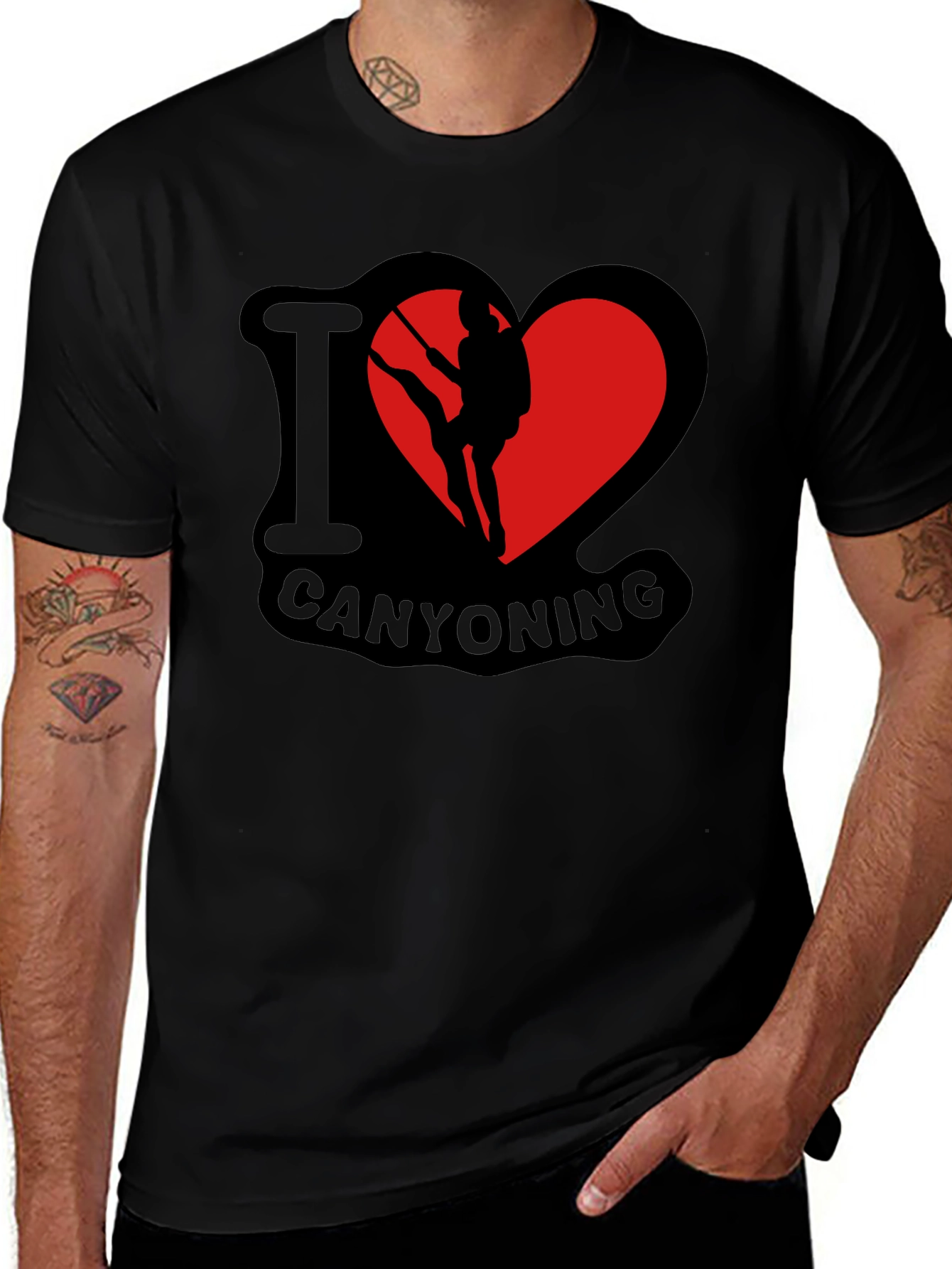 Variant 9 of I Heart Canyoning Black T-Shirt