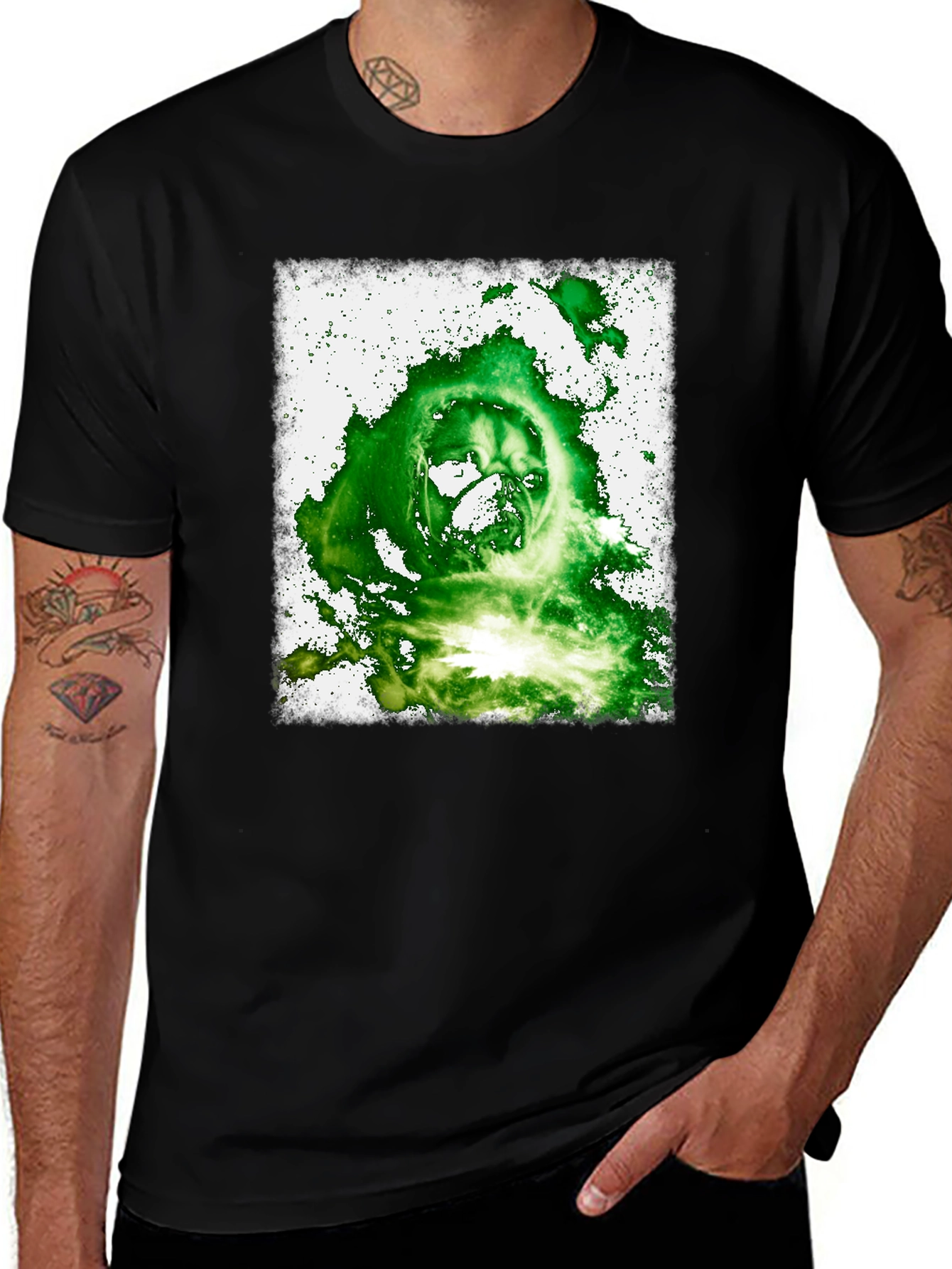 Green Ghoul Graphic Tee - Men's Black T-Shirt