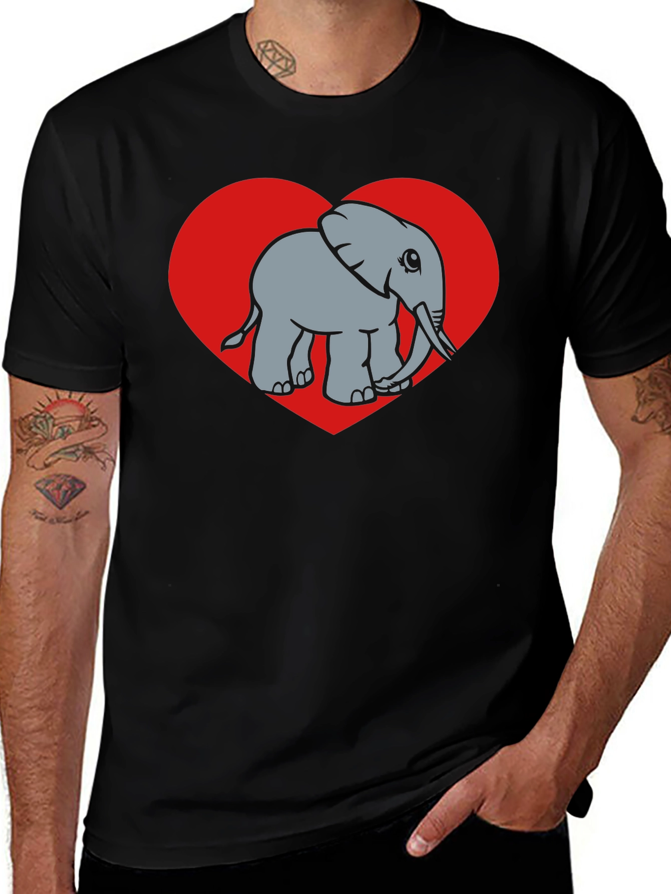 Variant 13 of Elephant Heart Graphic Tee - Black