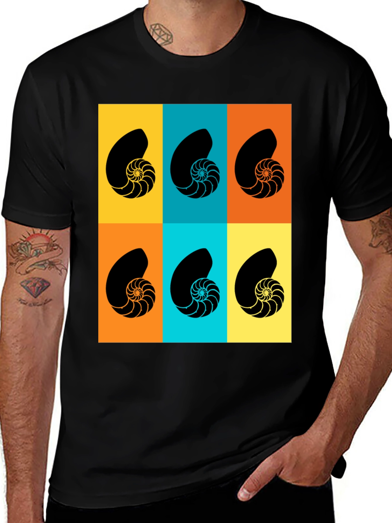 Variant 9 of Nautilus Shell Pop Art Graphic Tee - Modern Unisex T-Shirt