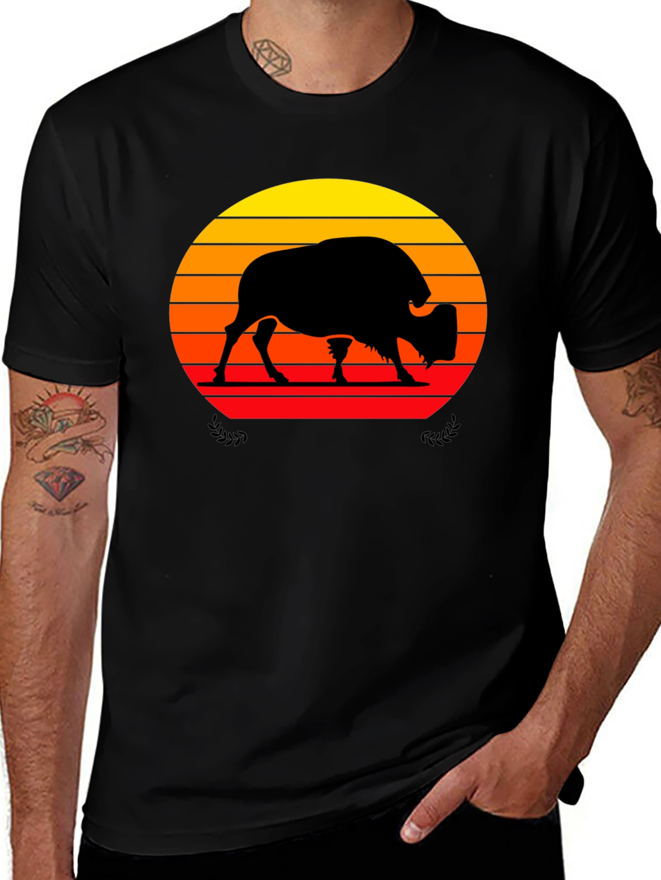 Variant 7 of Sunset Buffalo Graphic Tee - Black
