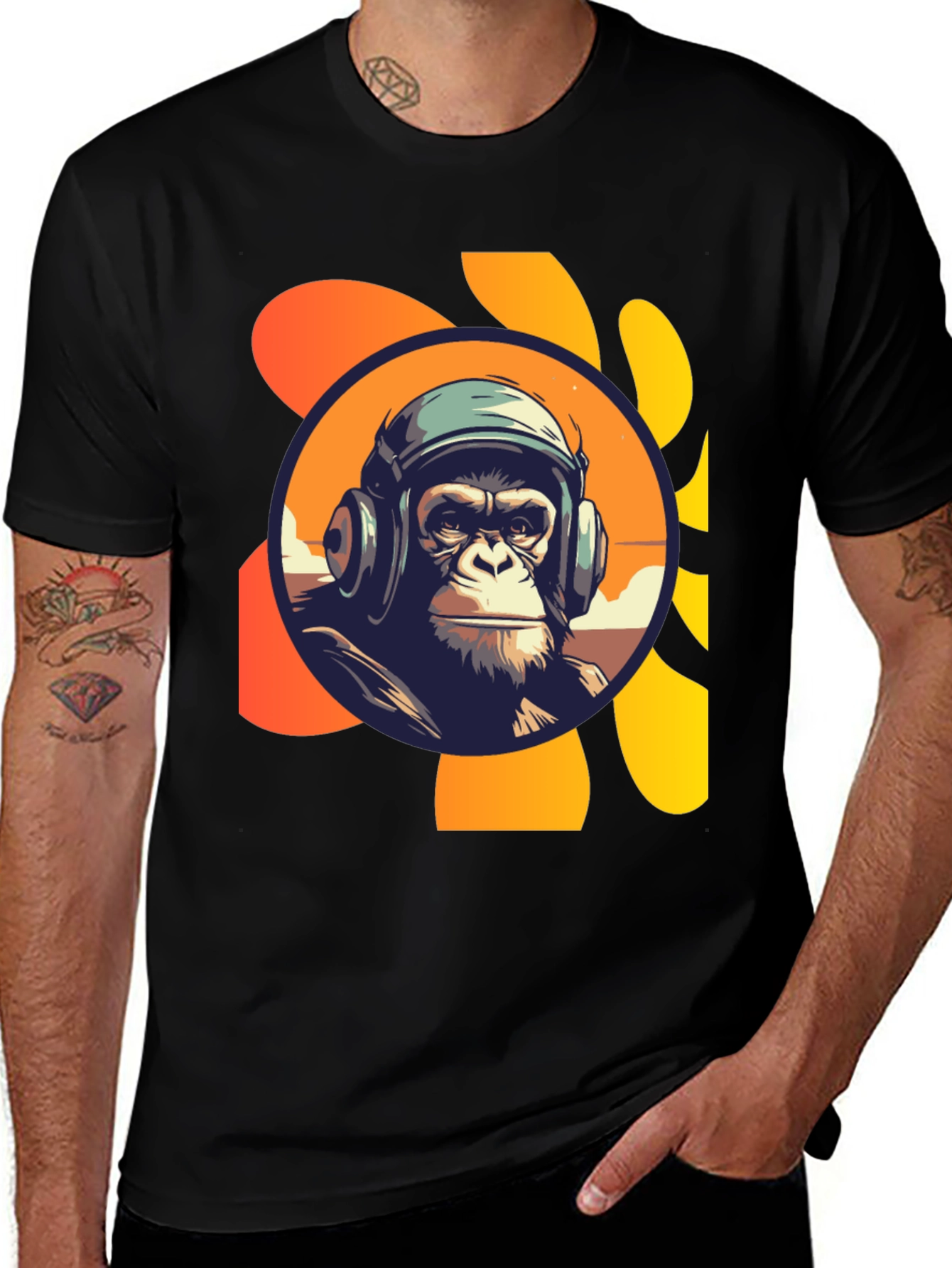 Variant 10 of Cool Ape Graphic Tee - Black T-Shirt with Funky Monkey Design
