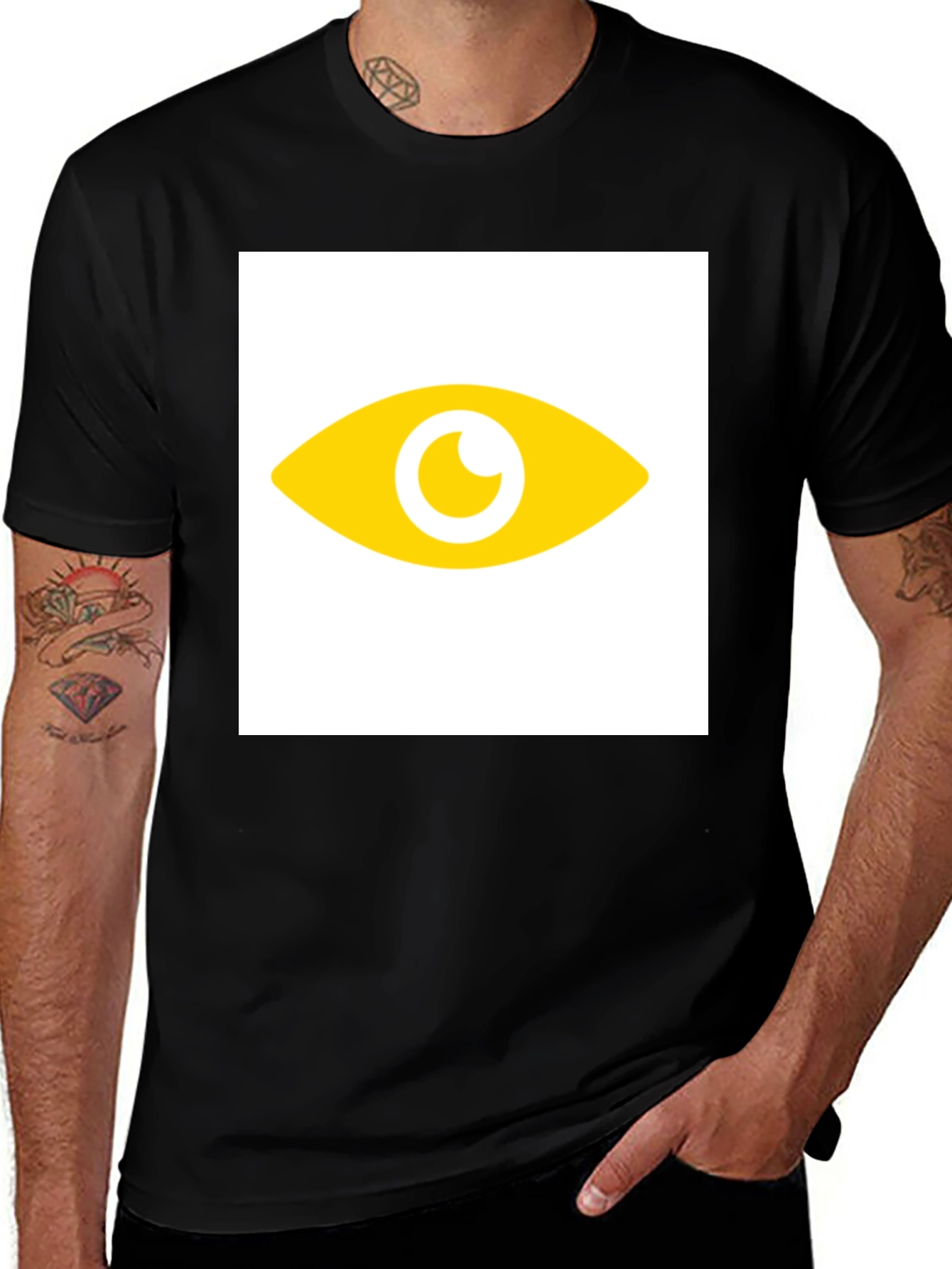 Variant 29 of Eye See You Graphic Tee - Black Cotton T-Shirt