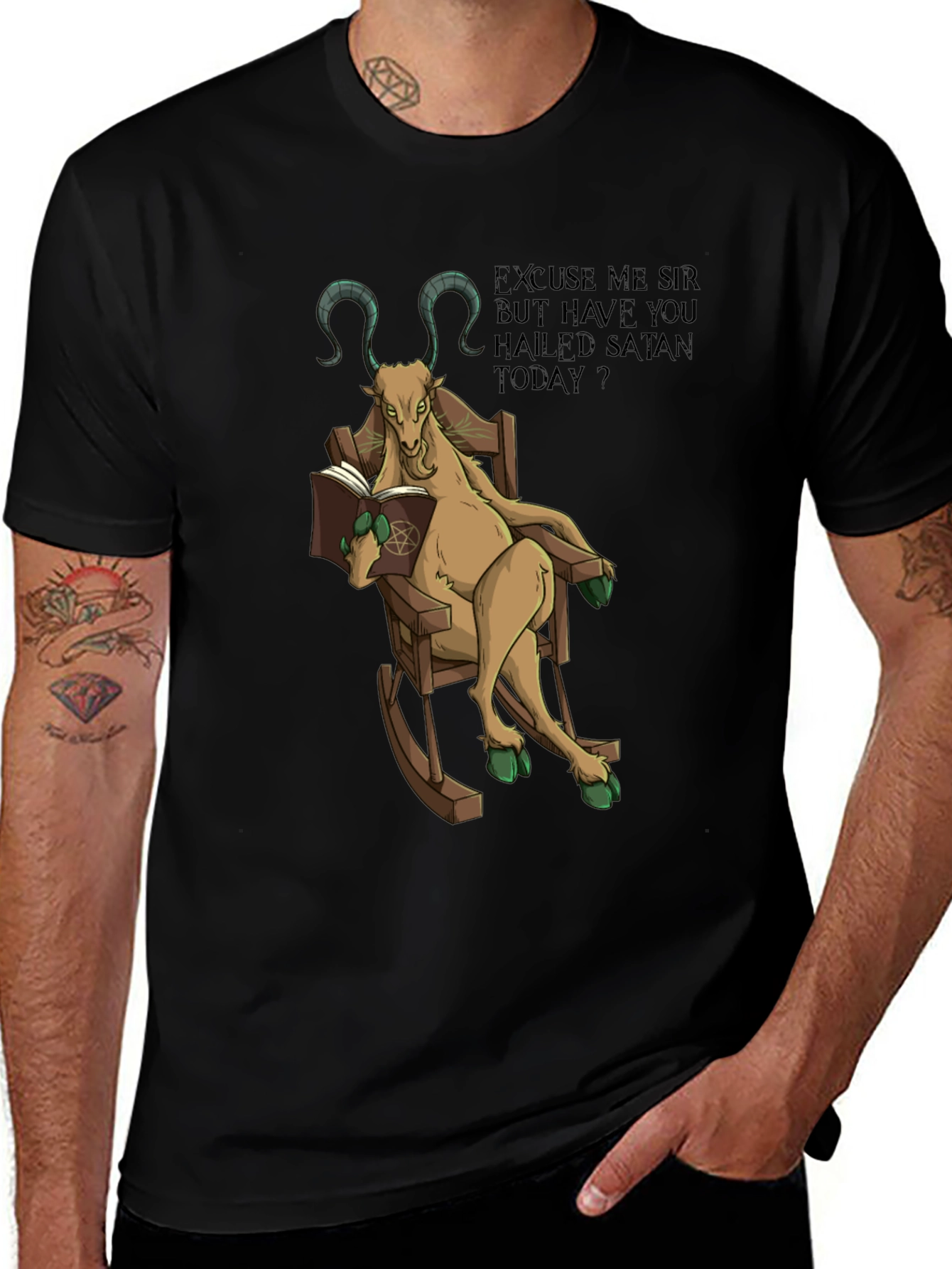 Variant 27 of Satirical Satanic Goat T-Shirt