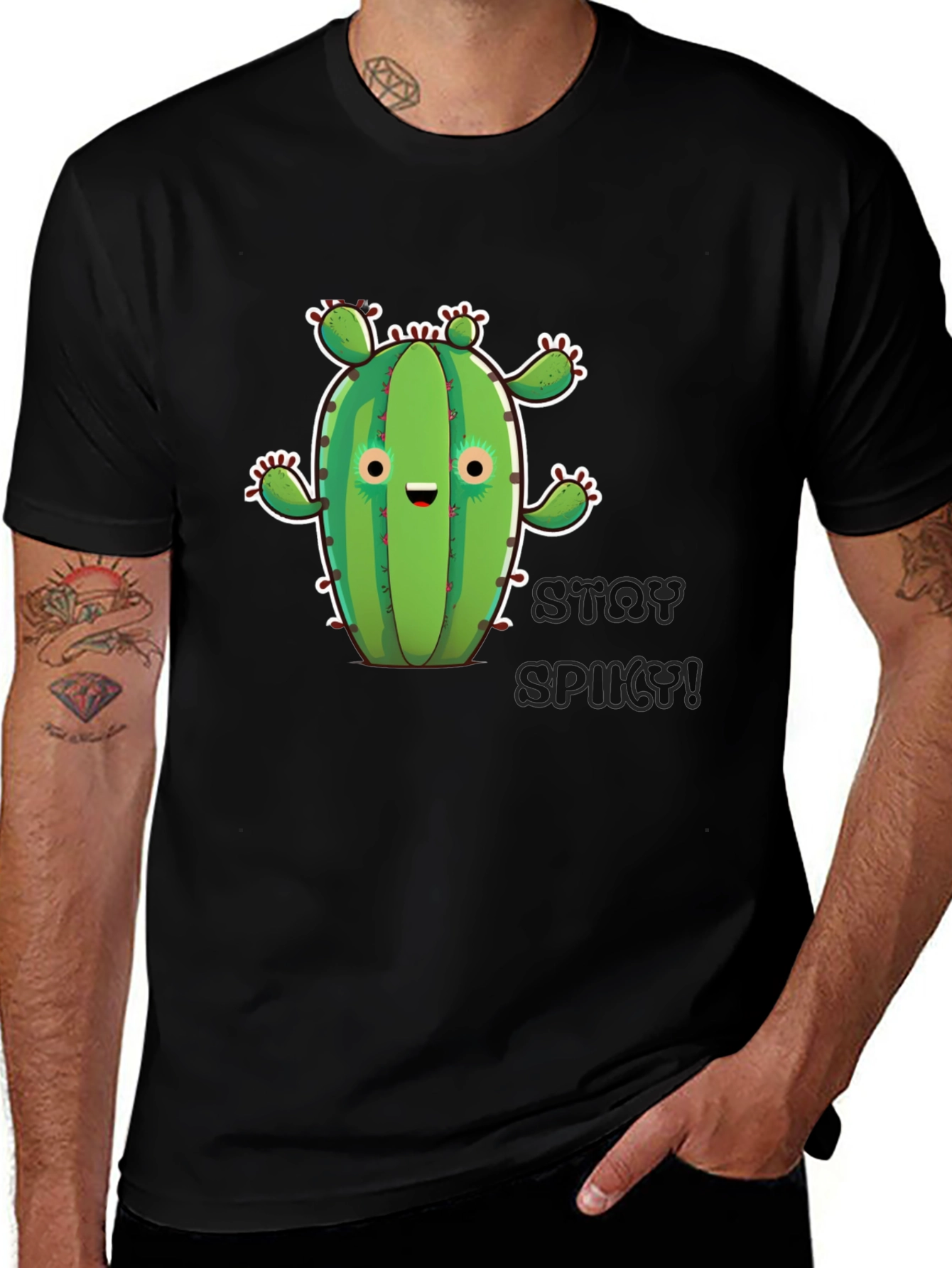 Variant 23 of Stay Spiky Cactus Graphic T-Shirt - Black