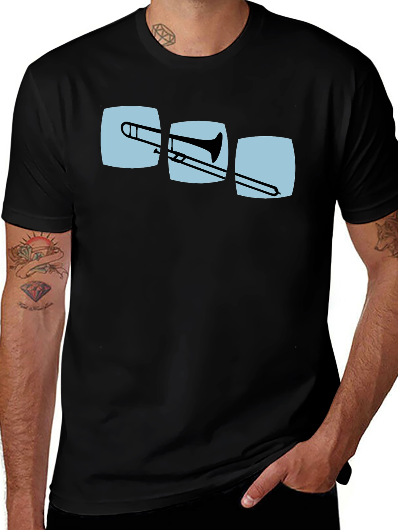 Variant 3 of Trombone Graphic Print Black T-Shirt