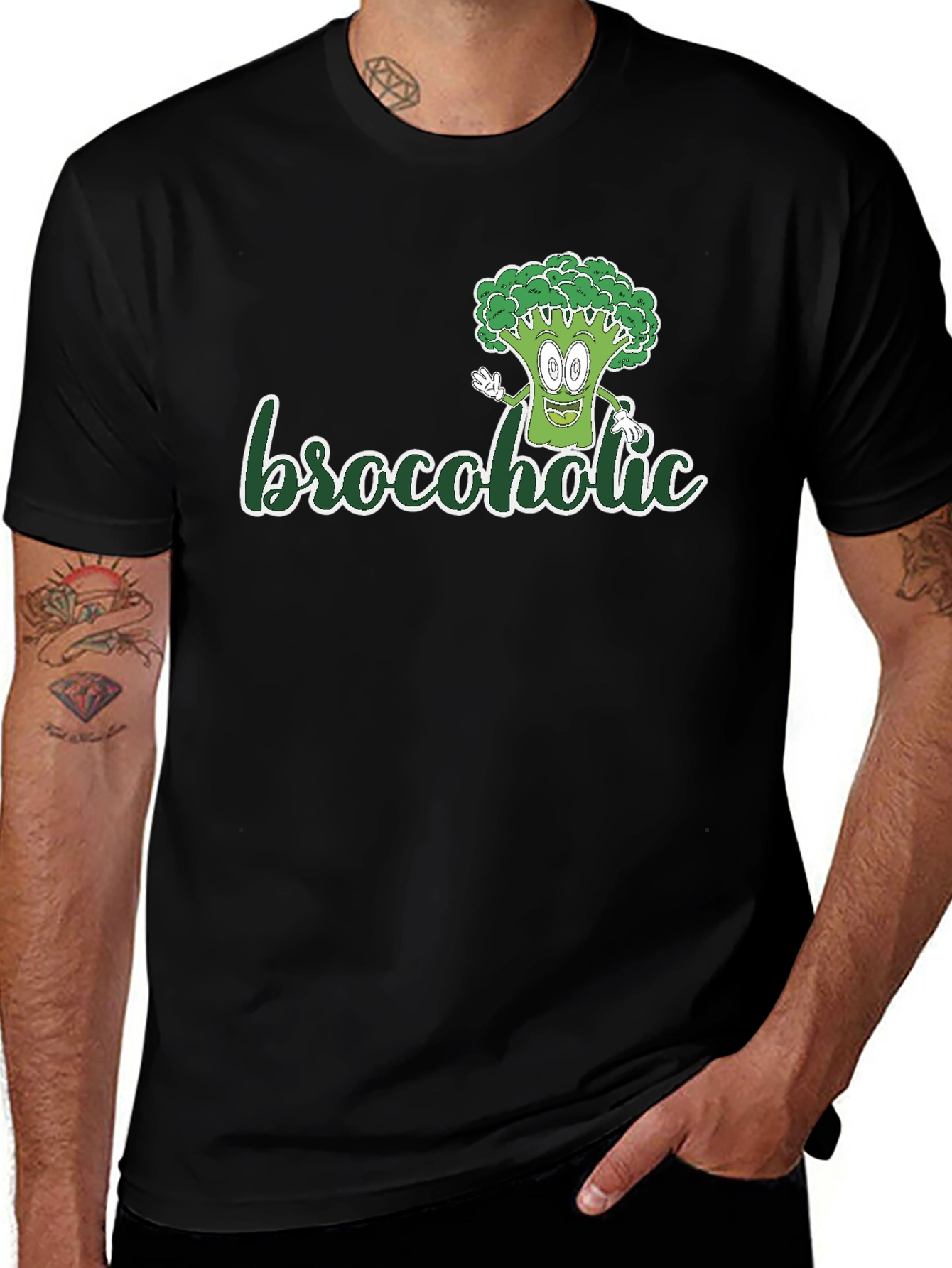 Variant 28 of Brocoholic T-Shirt: Fun Broccoli Graphic Tee