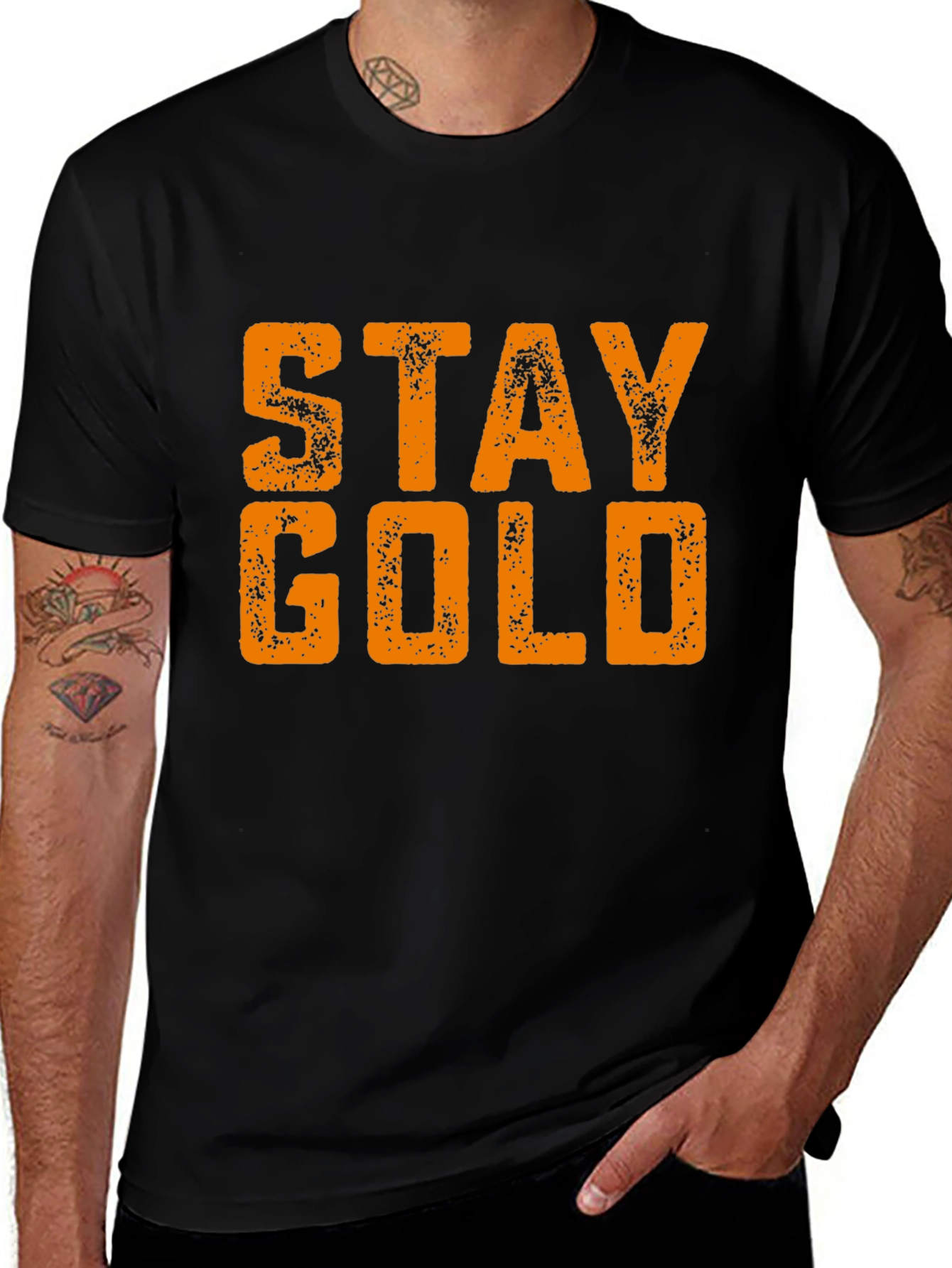 Variant 27 of Stay Gold Graphic Print Black T-Shirt