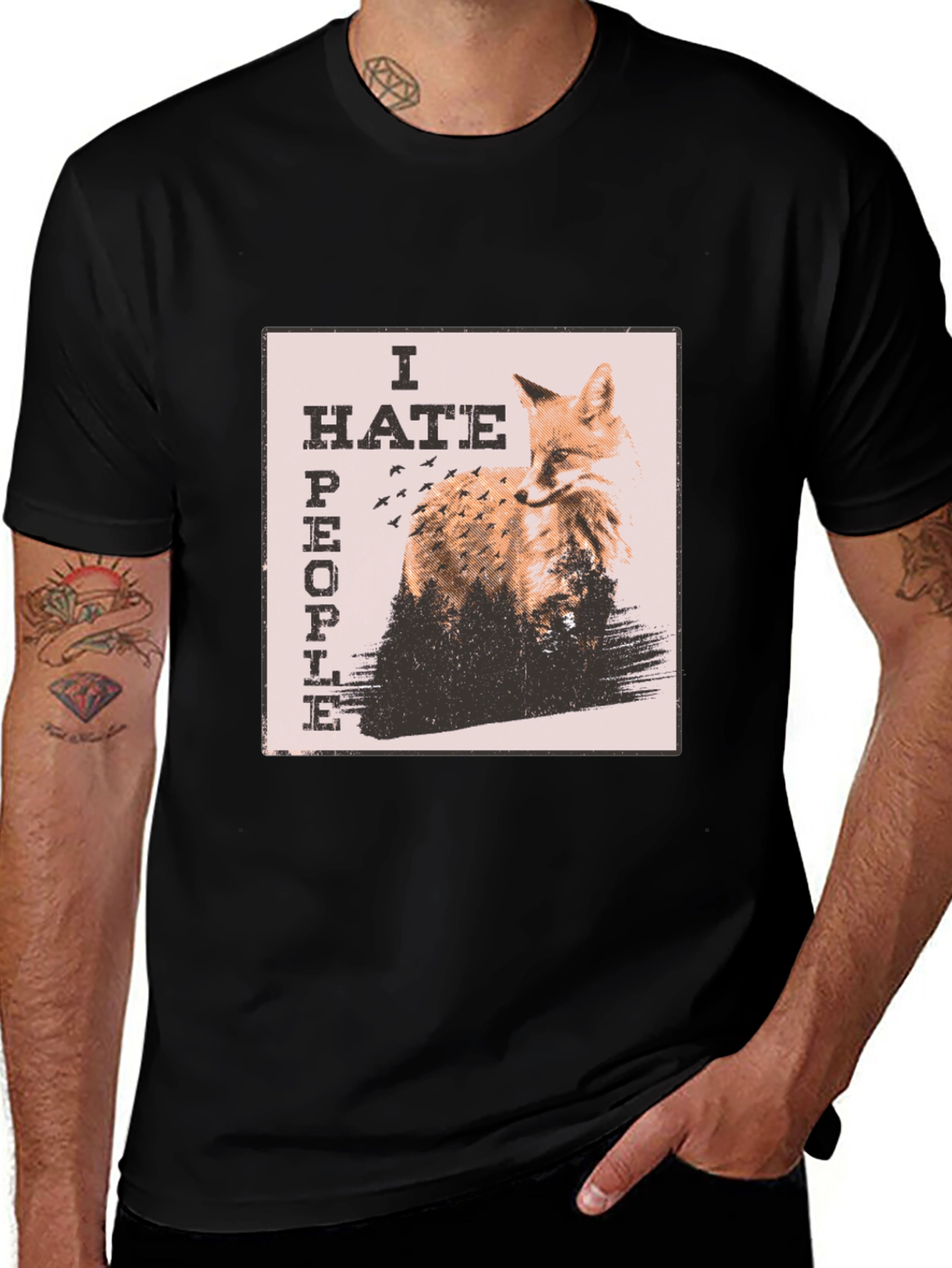Variant 27 of I Hate People Fox Graphic Tee - Unique Animal Lover T-Shirt