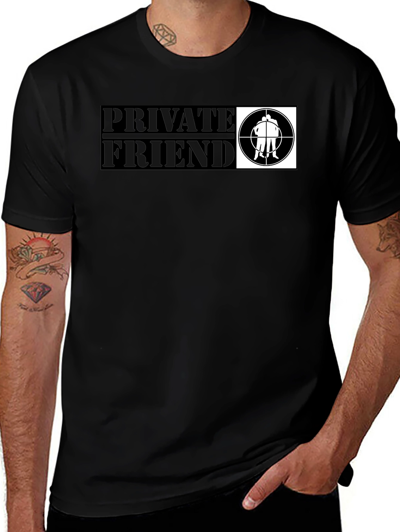 Variant 20 of Private Friend Graphic T-Shirt - Black