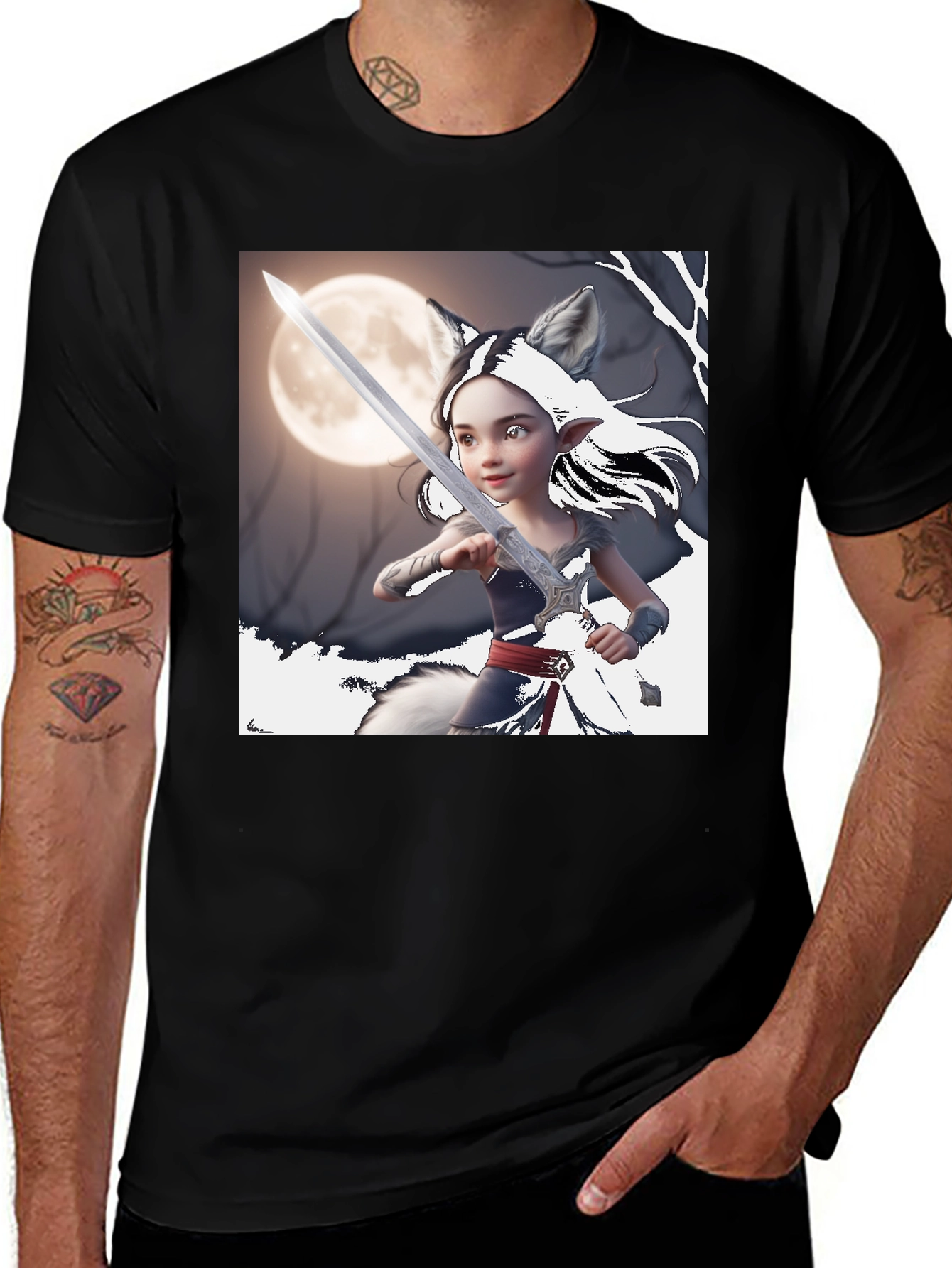 Variant 22 of Fantasy Warrior Wolf Girl T-Shirt