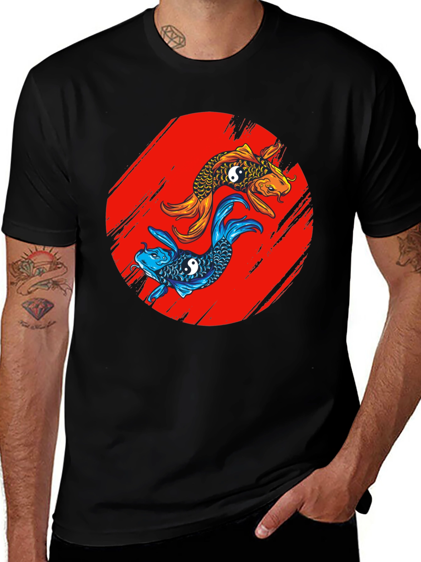 Black Koi Fish Yin Yang T-Shirt main image