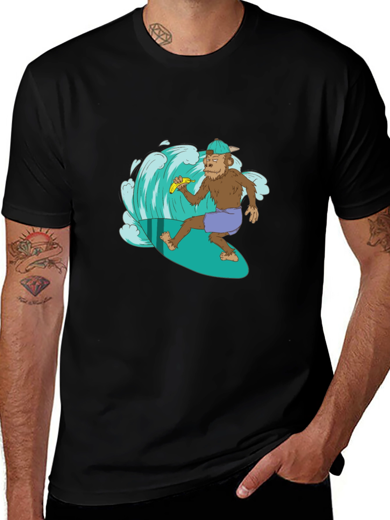 Variant 3 of Surfing Monkey Graphic T-Shirt
