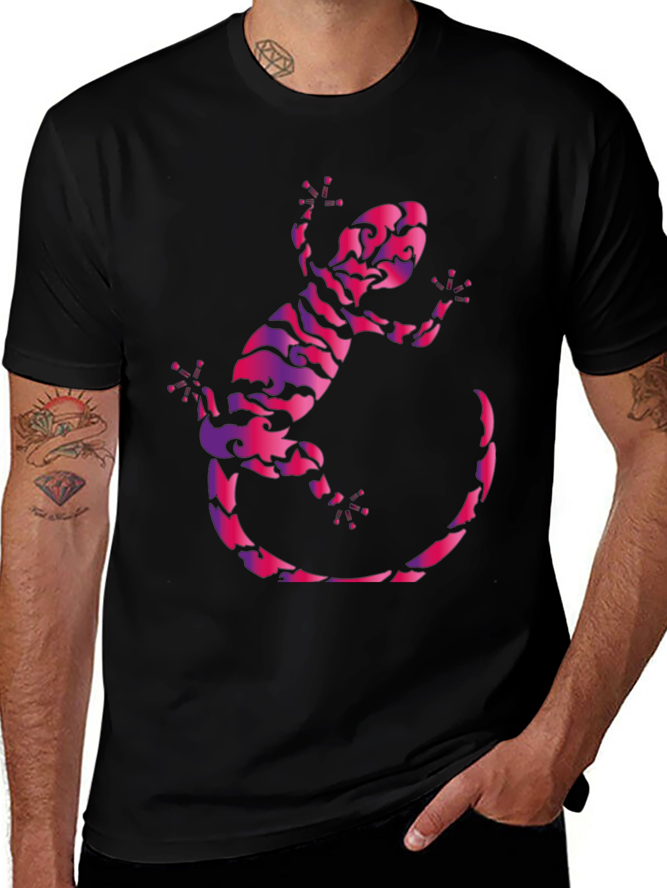 Variant 14 of Stylish Lizard Graphic Tee - Black T-Shirt