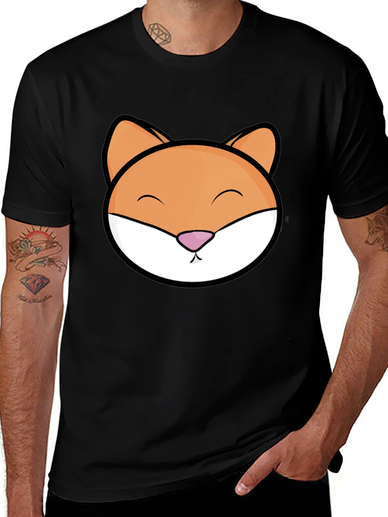 Variant 18 of Cute Fox Graphic Tee - Unisex Black T-Shirt