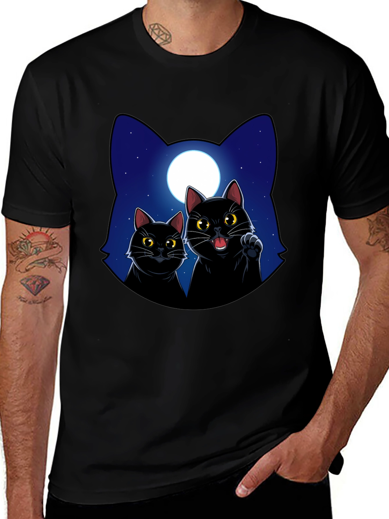 Variant 20 of Black Cat Moon Graphic T-Shirt