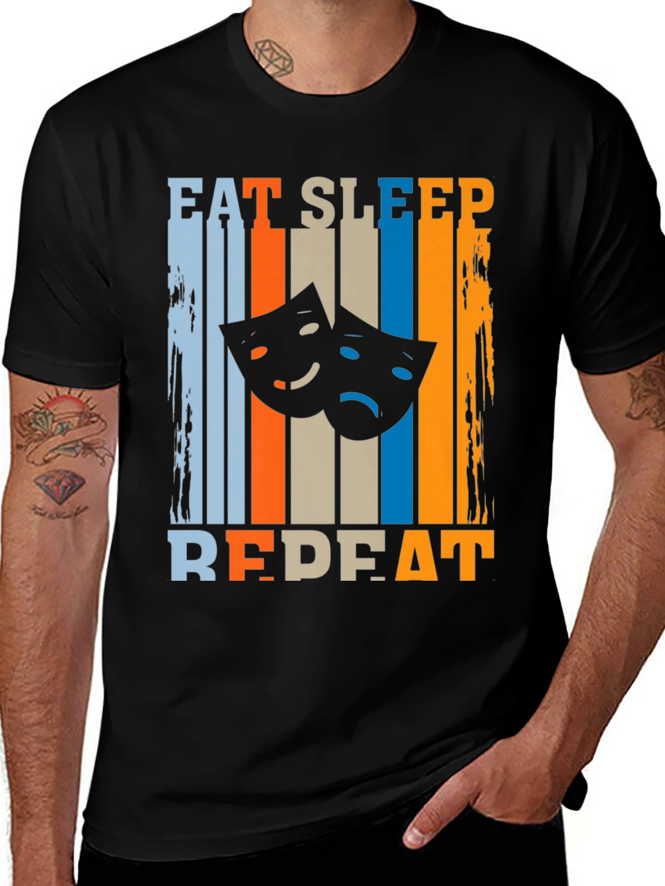 Eat Sleep Theatre Repeat Black T-Shirt