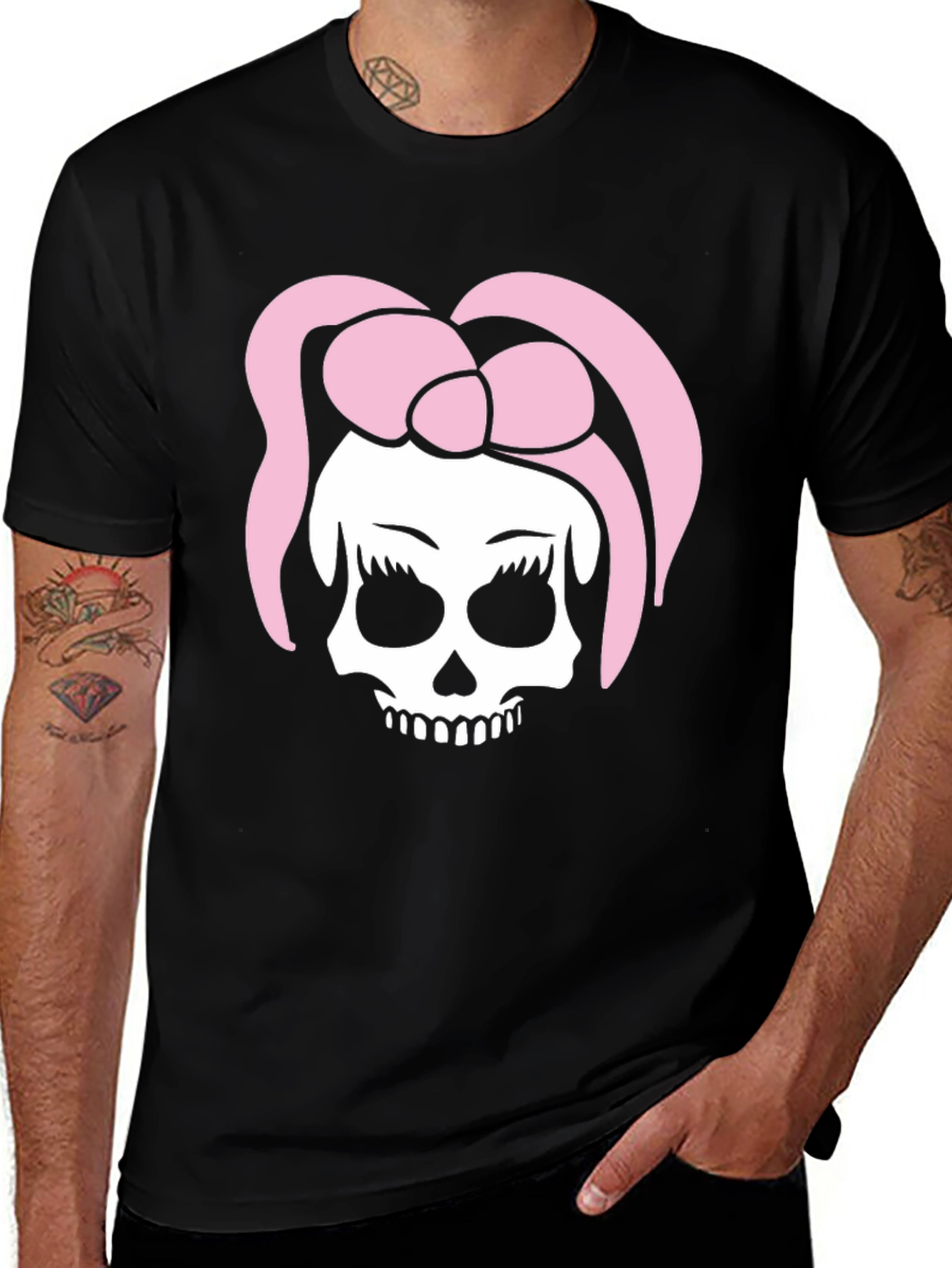 Skull With Bow T-Shirt - Edgy Fashion Tee
