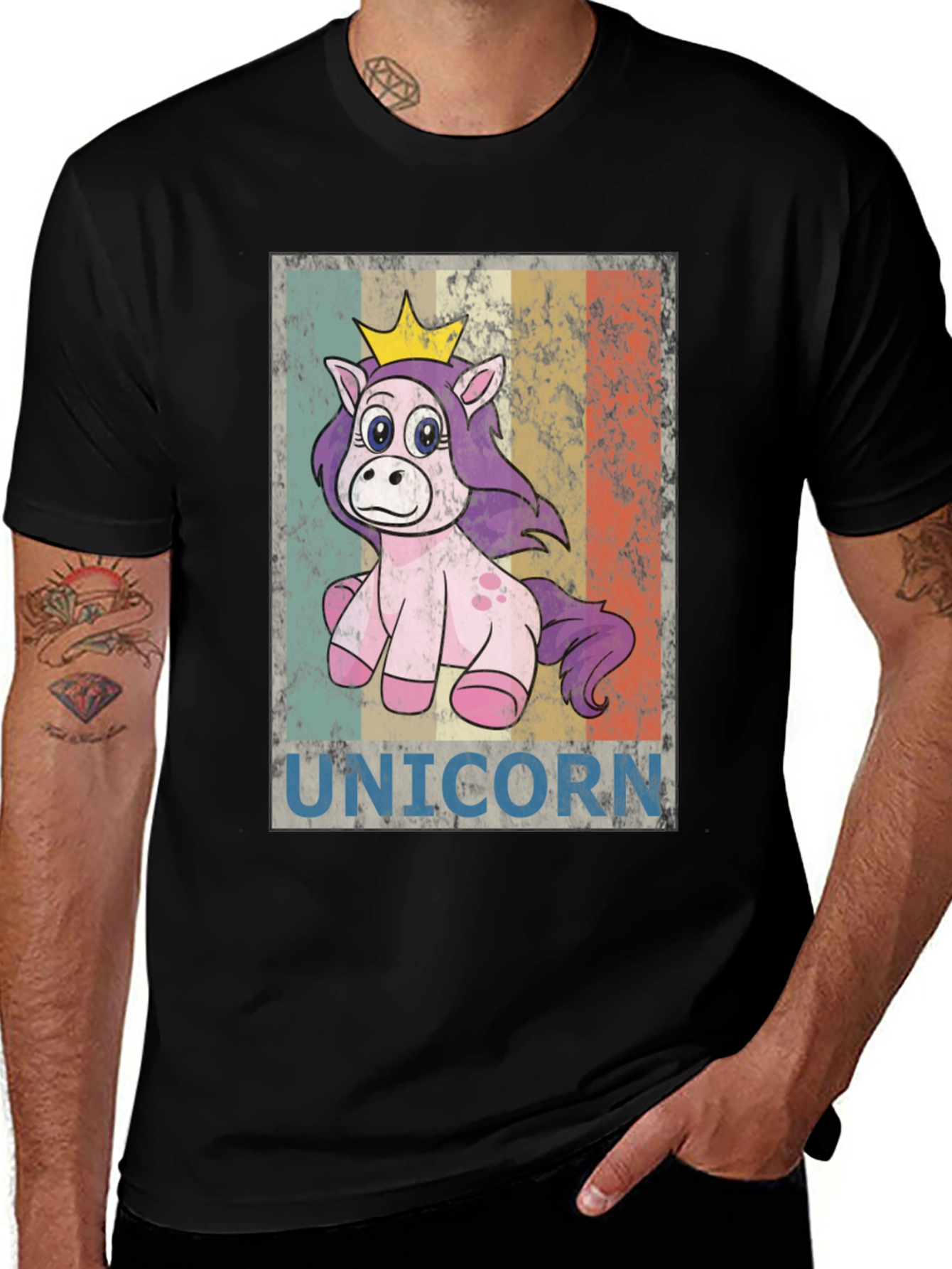 Variant 26 of Unicorn Princess Graphic Tee - Black Cotton T-Shirt