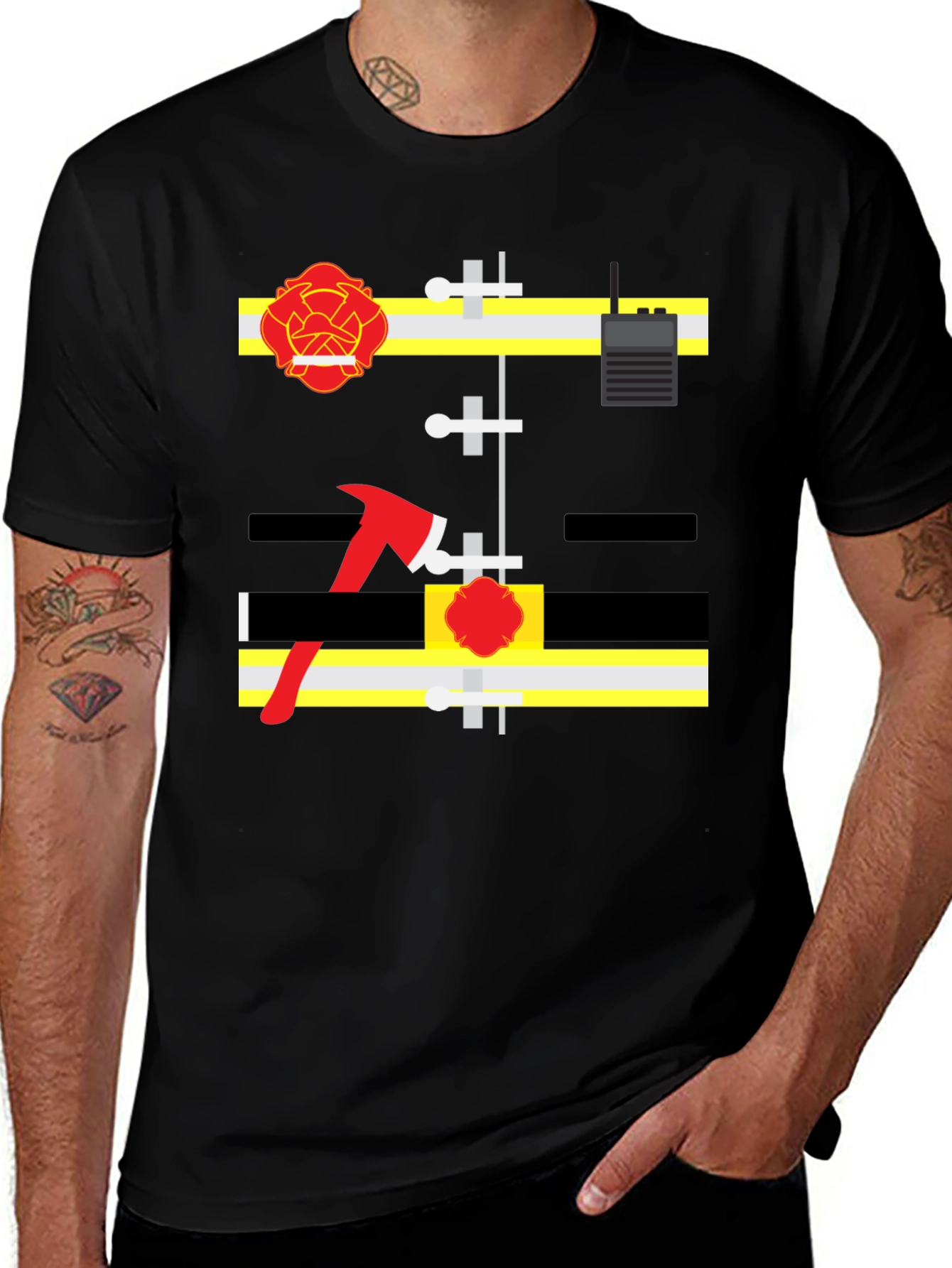 Variant 27 of Firefighter Costume T-Shirt - Black
