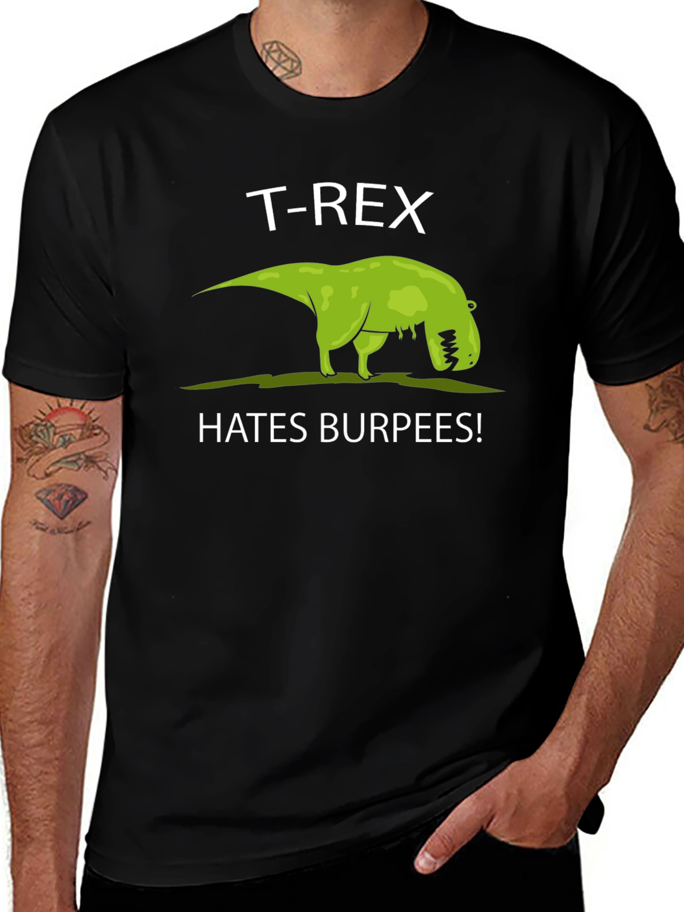 T-Rex Hates Burpees Graphic Tee - Fitness Humor