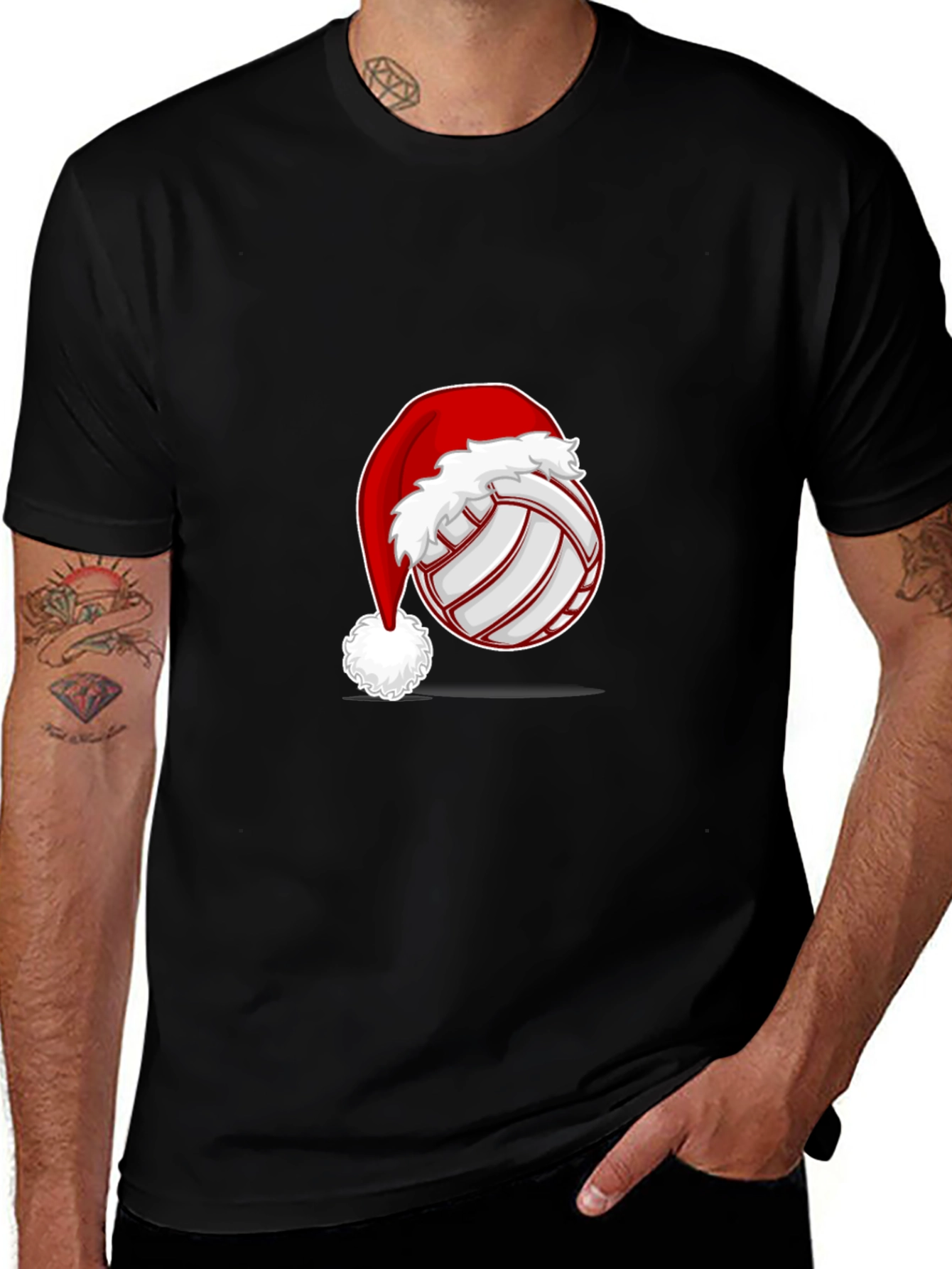 Variant 16 of Volleyball Santa Hat Graphic Tee