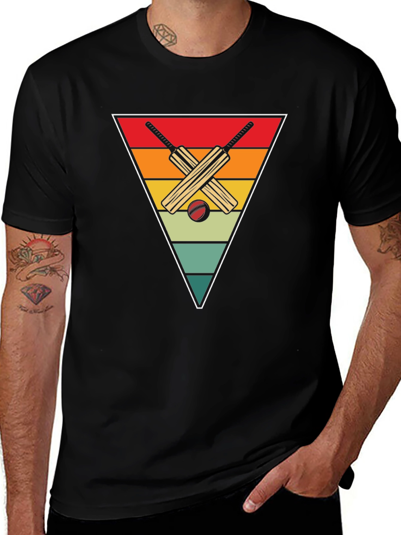 Variant 20 of Retro Cricket Bats Graphic Tee