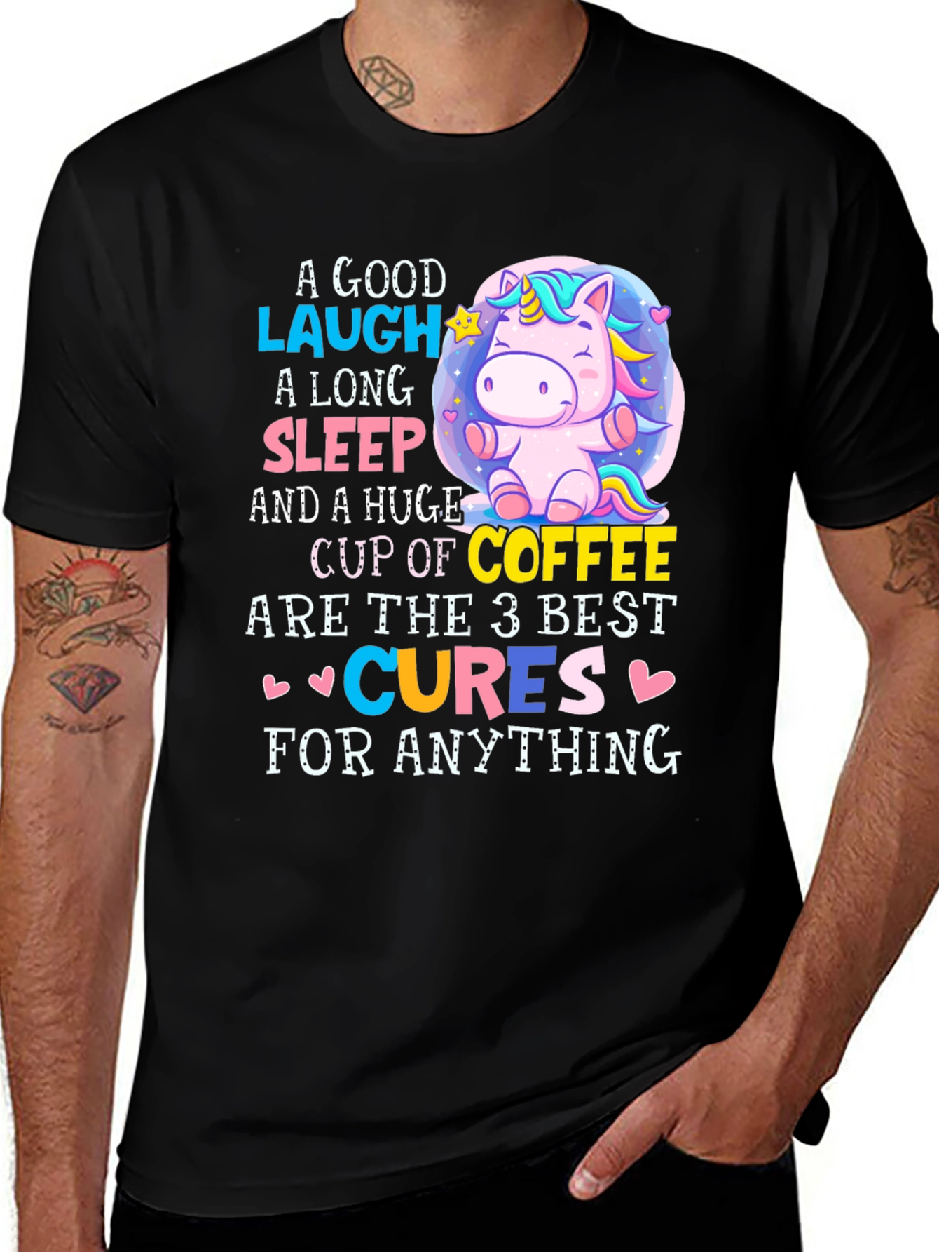 Variant 9 of Funny Unicorn Coffee Cures T-Shirt