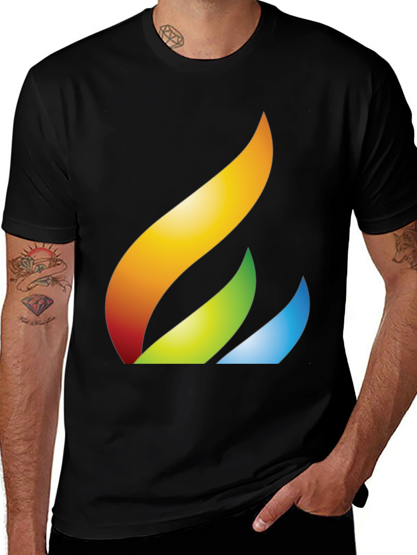 Variant 23 of Abstract Flame Graphic Tee - Black Cotton Casual T-Shirt