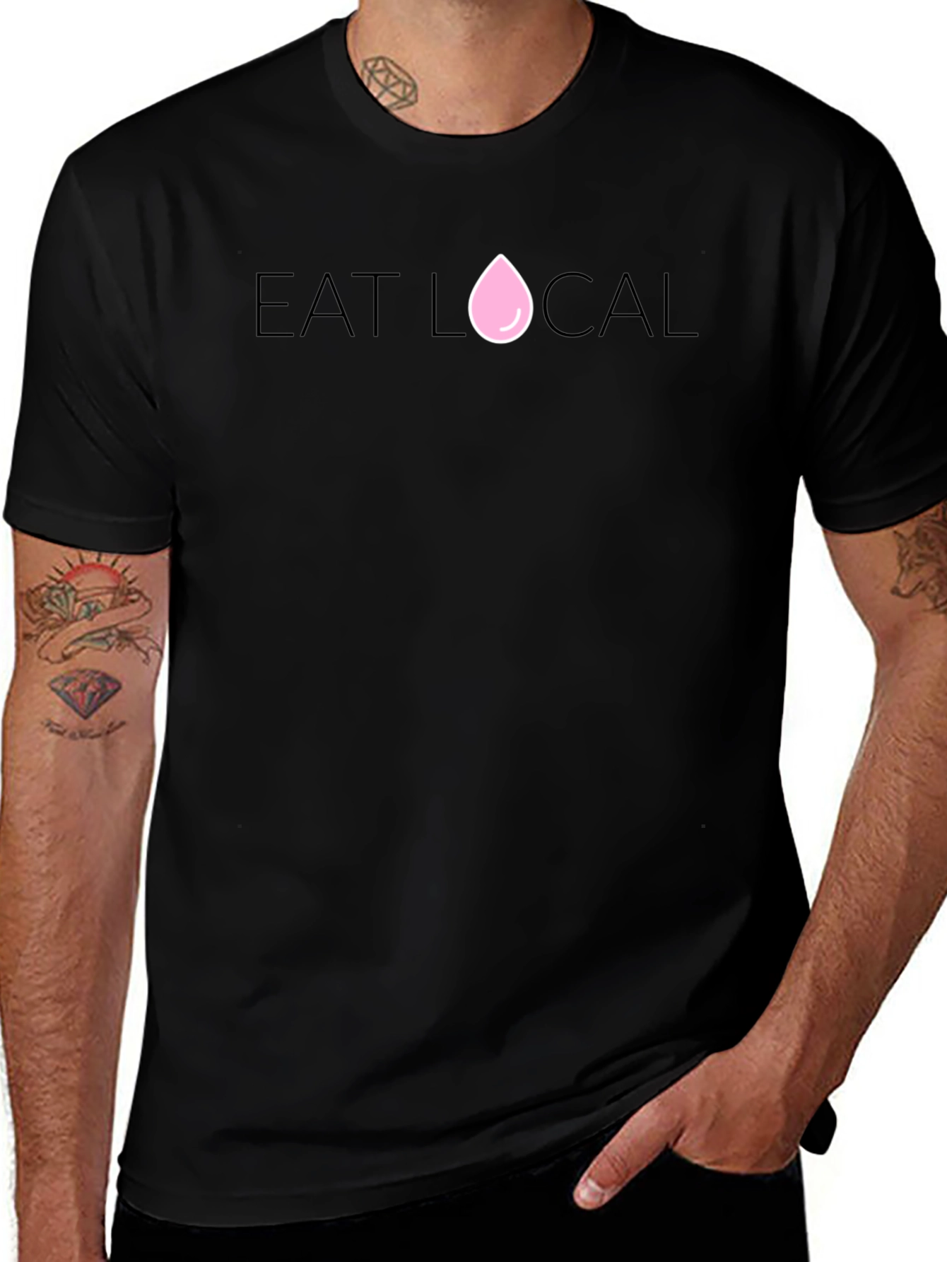 Eat Local Graphic Tee - Trendy Fruit Design, Soft Cotton