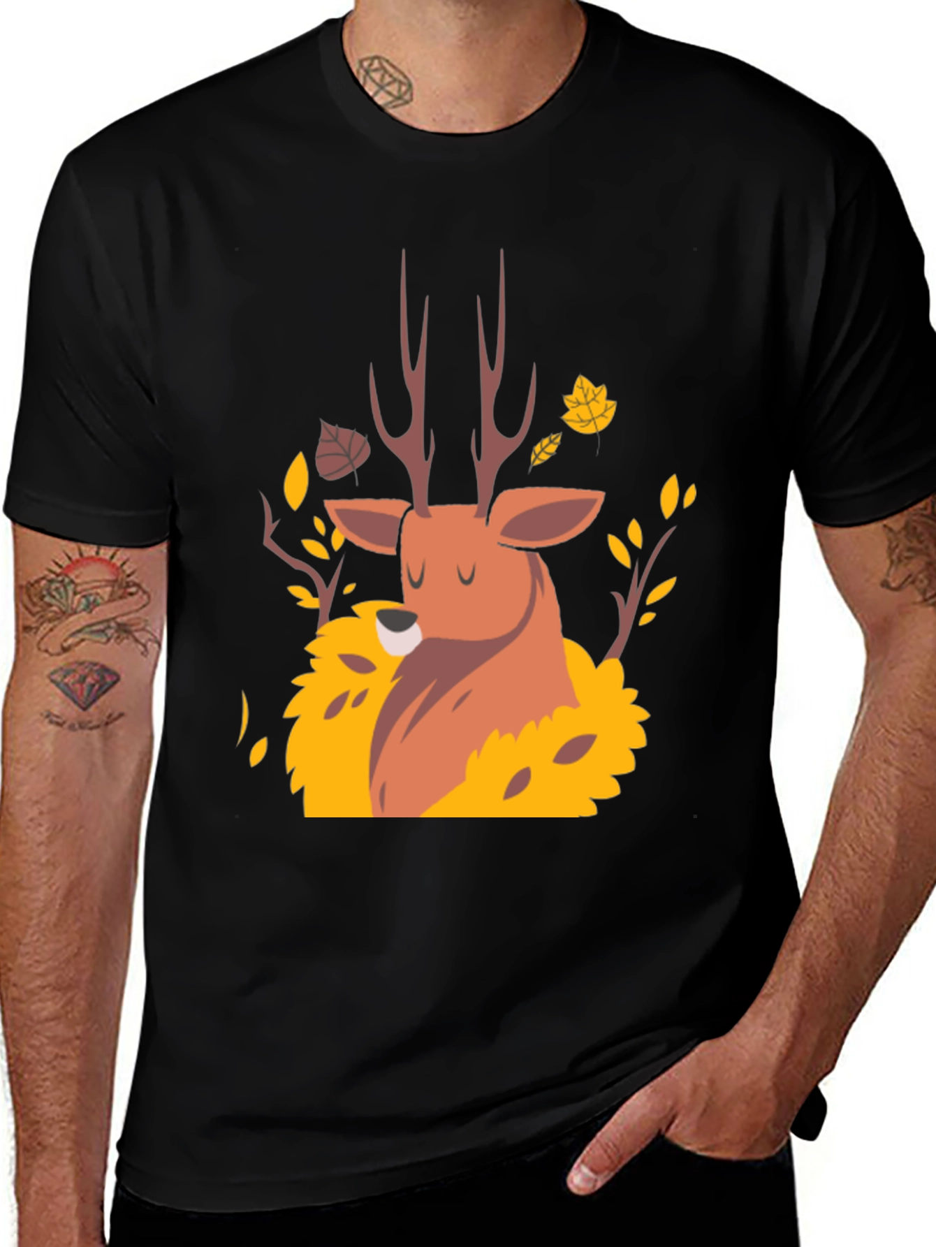 Variant 29 of Autumn Deer Graphic Tee - Nature Inspired Comfort