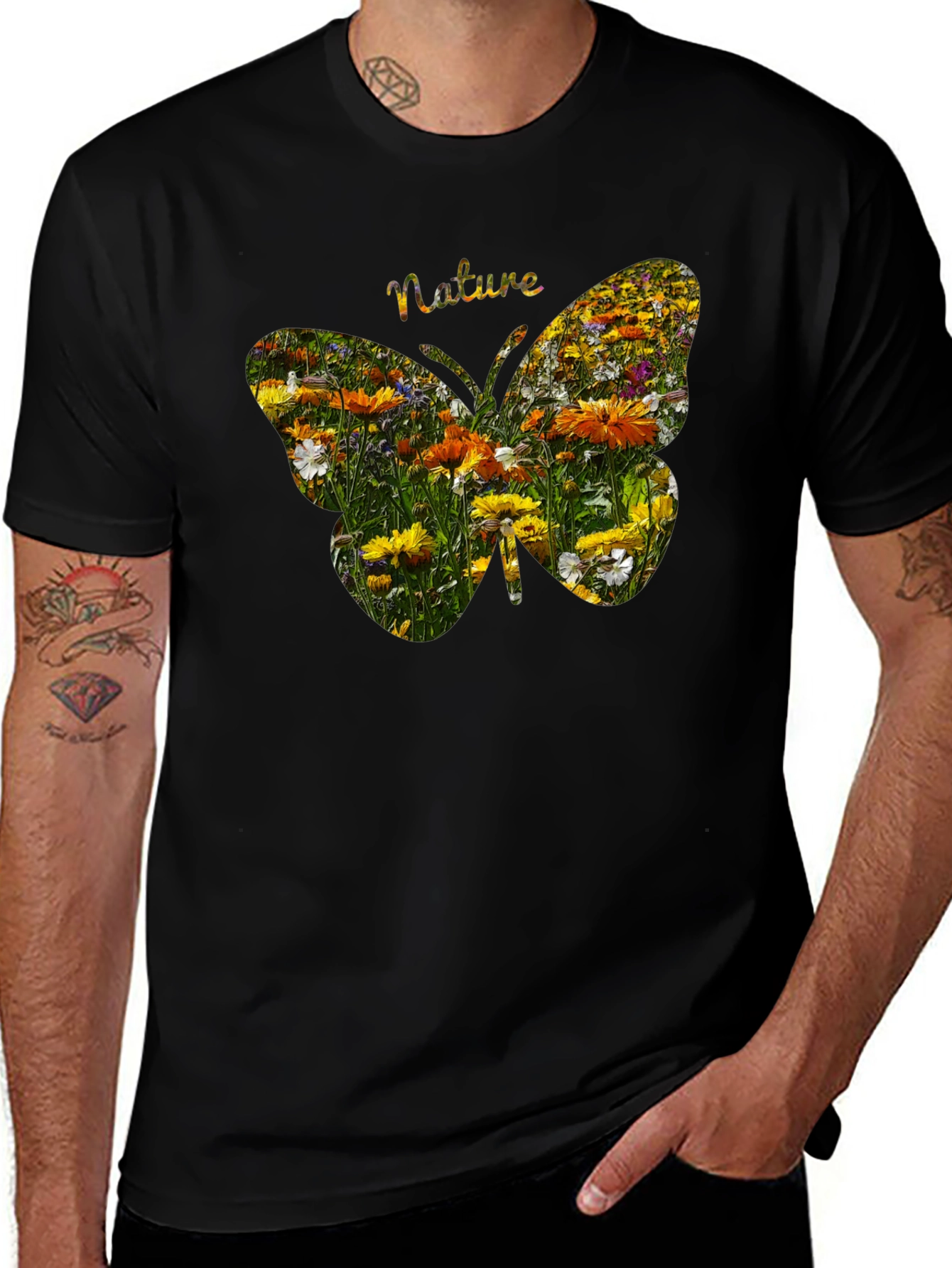 Variant 17 of Nature Butterfly Graphic Tee - Black