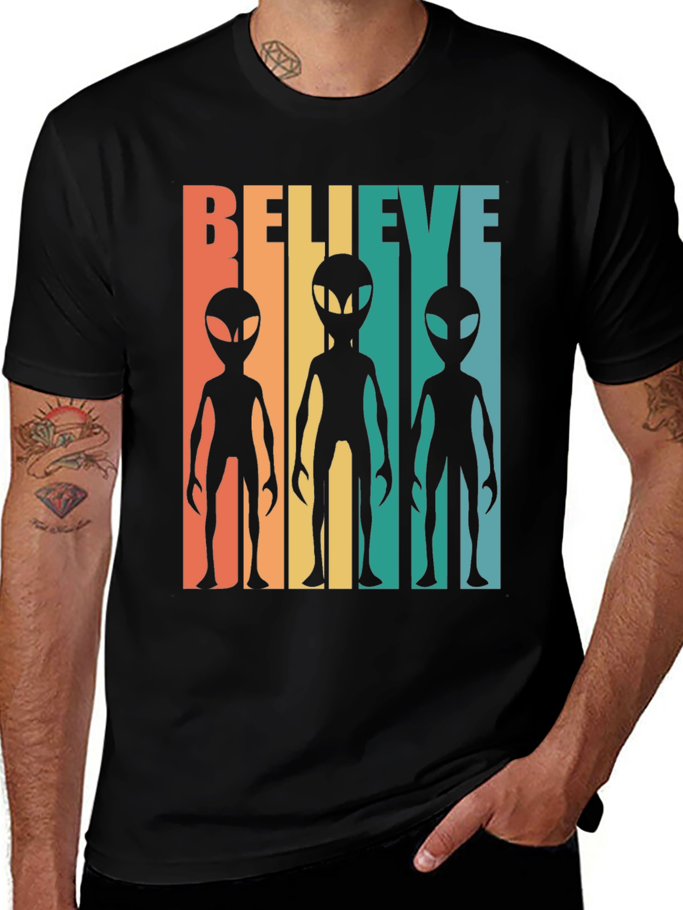 Variant 12 of Retro Alien Graphic Tee - Believe!