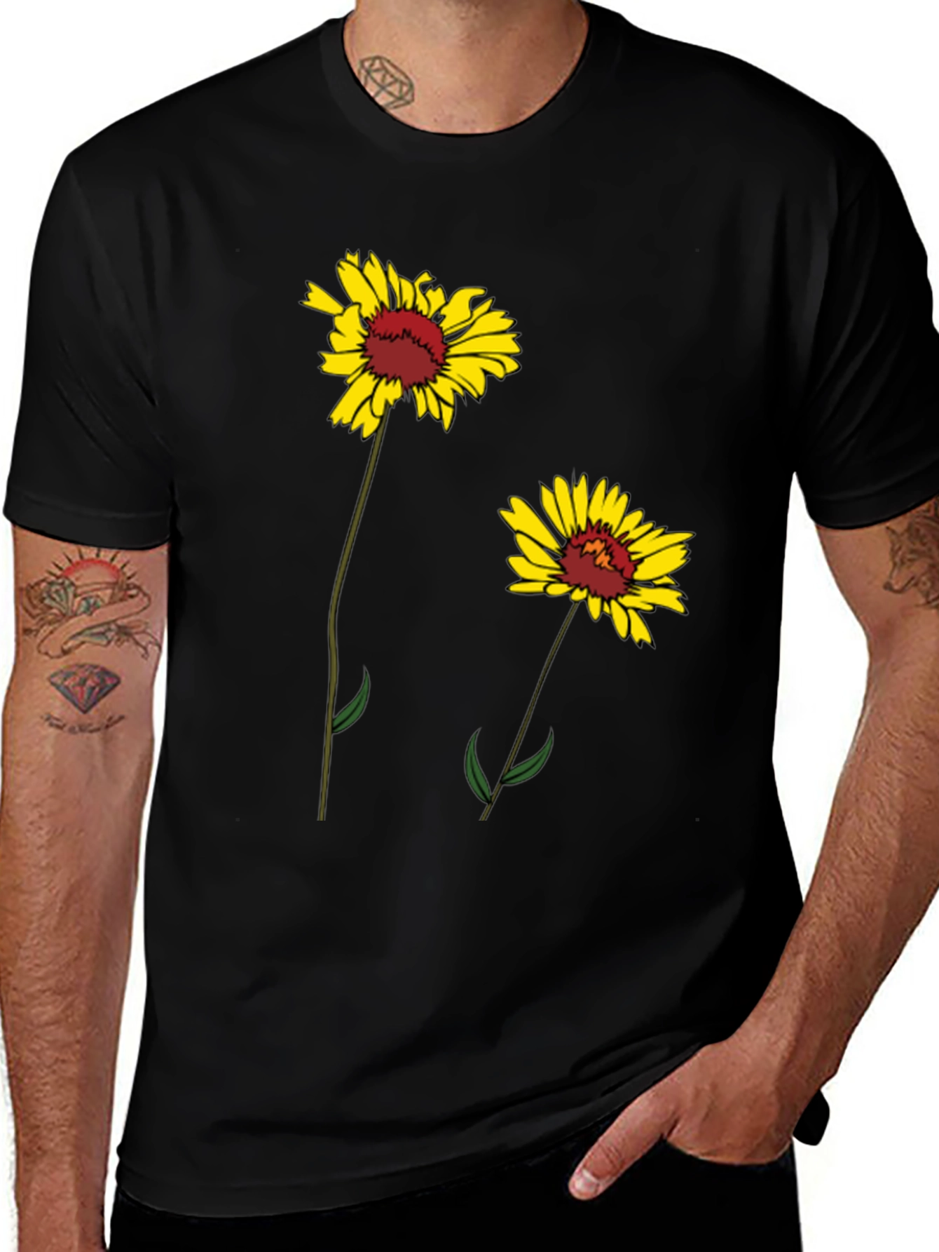 Variant 15 of Sunflower Graphic Black Tee