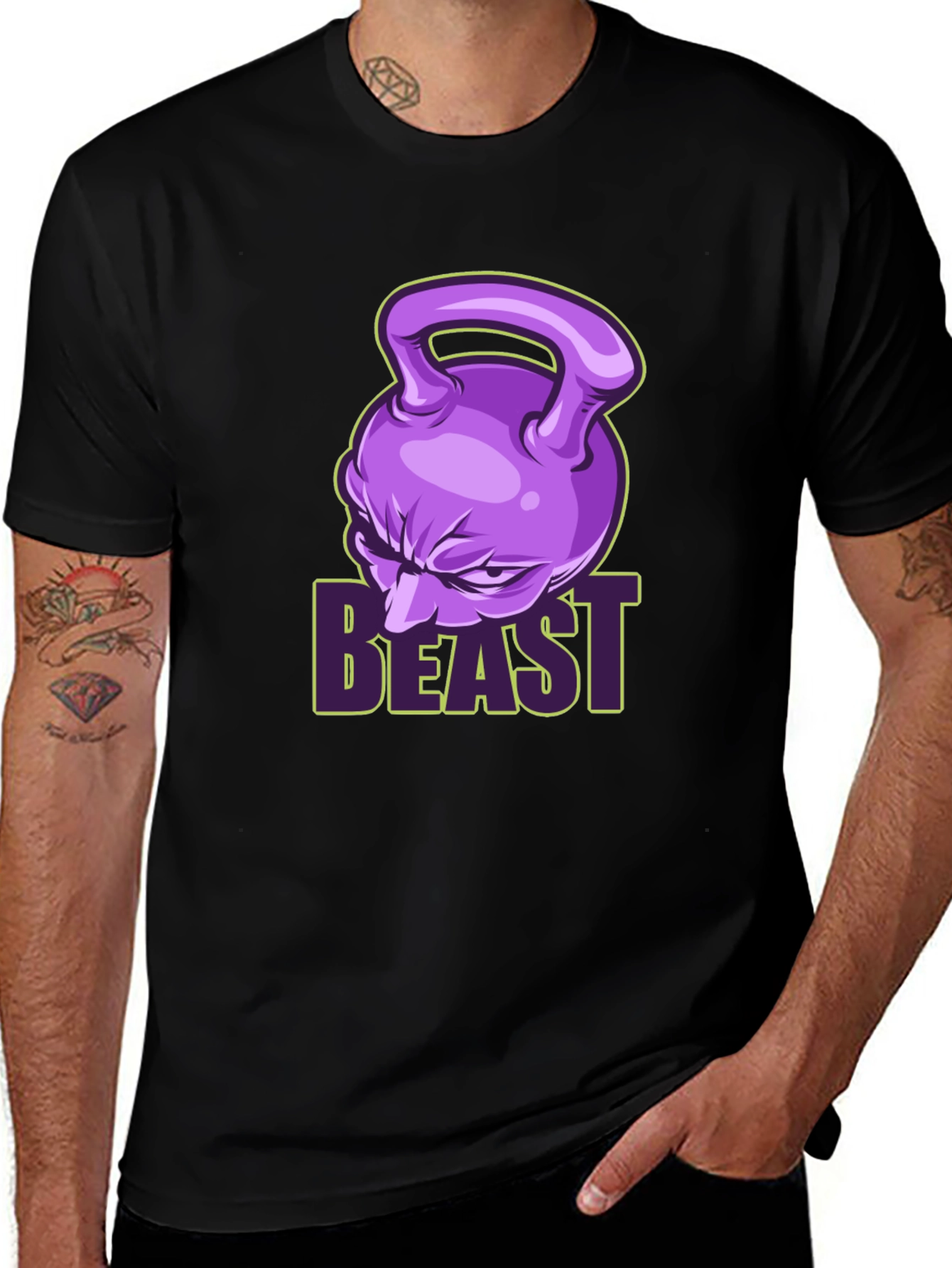 Variant 9 of Beast Mode Fitness T-Shirt - Kettlebell Design