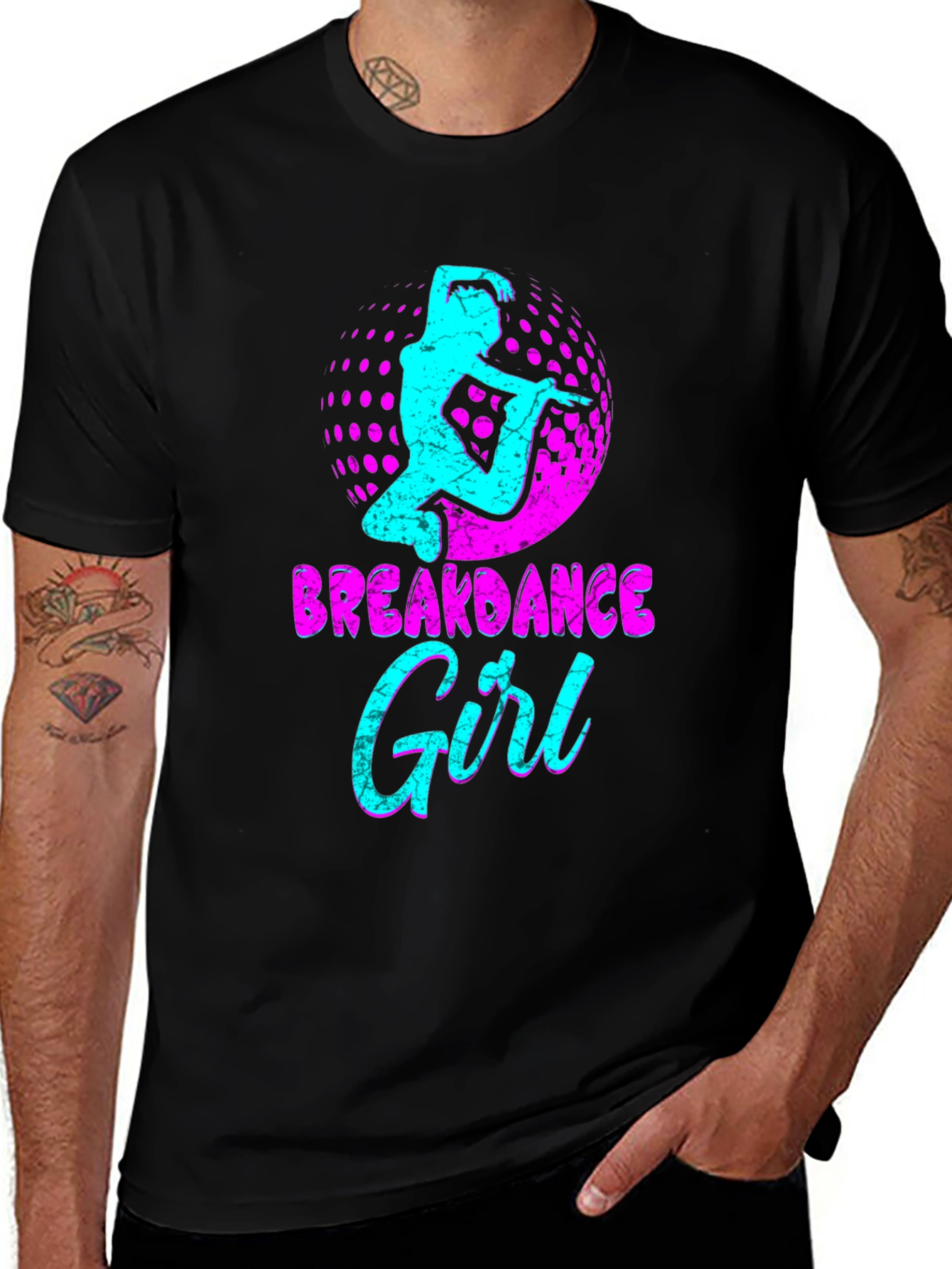 Variant 25 of Breakdance Girl Graphic Tee - Black T-Shirt